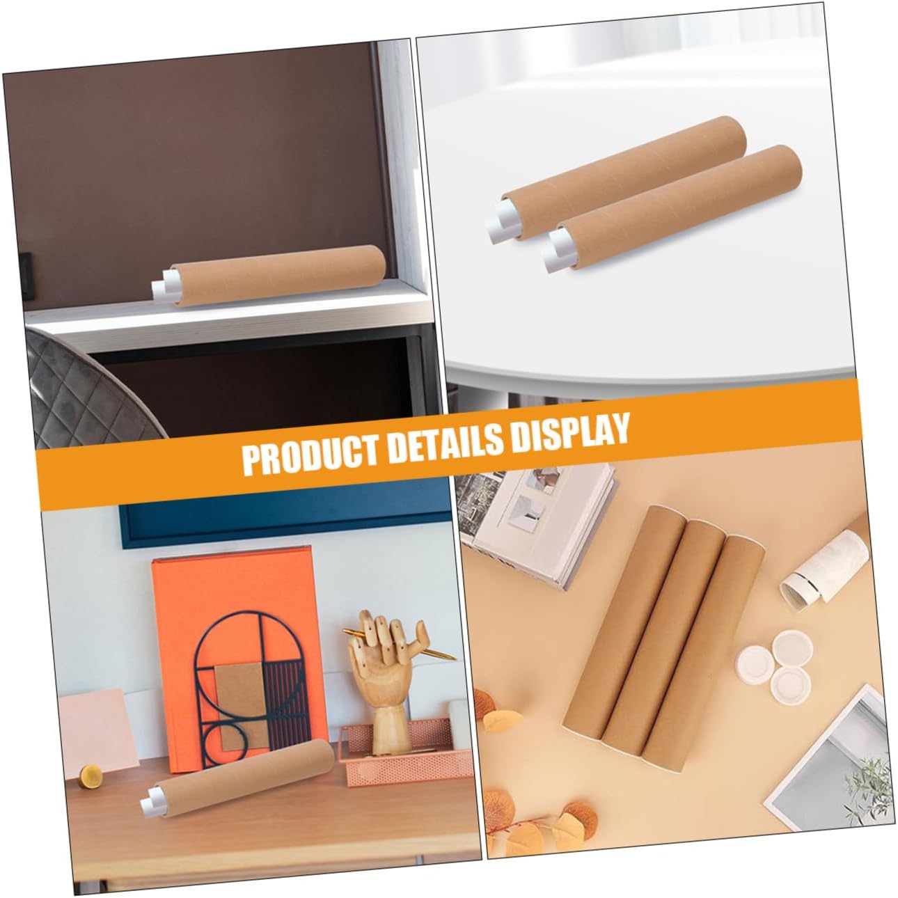 Heavy Duty Poster Mailing Tube Set with End Caps, 2 Pack 2x15 Inch