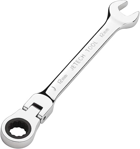 Miniatura 1 de Jetech Llave de engranaje de cabeza flexible de 0.472 in, Llave de trinquete flexible de grado industrial, Acero de aleación Cr-V, Llave combinada
