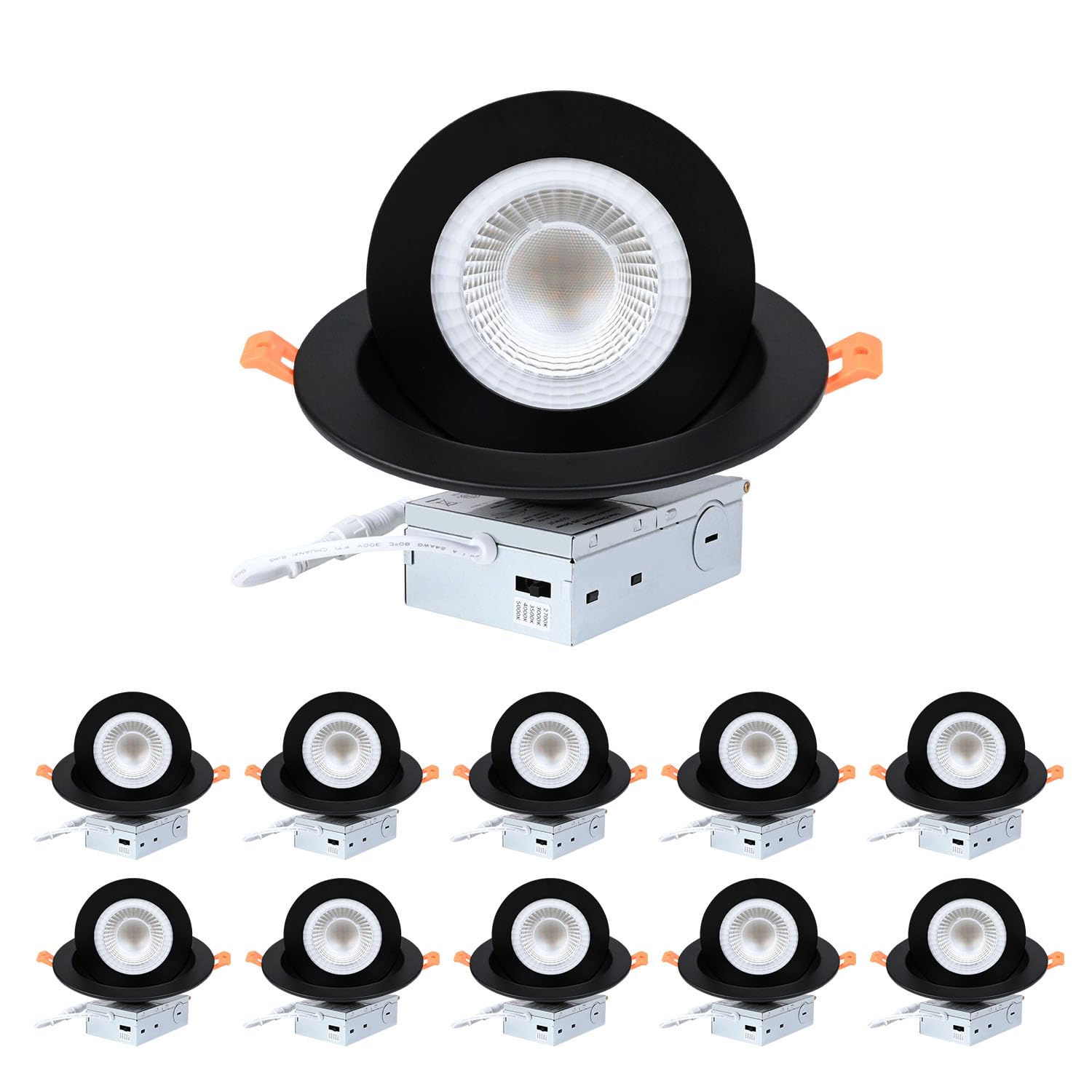 ZYC Gimbal LED Recessed Lighting - 6 Inch 5CCT 12W 360° Rotation Adjustable Eyeball Light, LED Swivel Spotlight, Directional Sloped Ceiling Light,