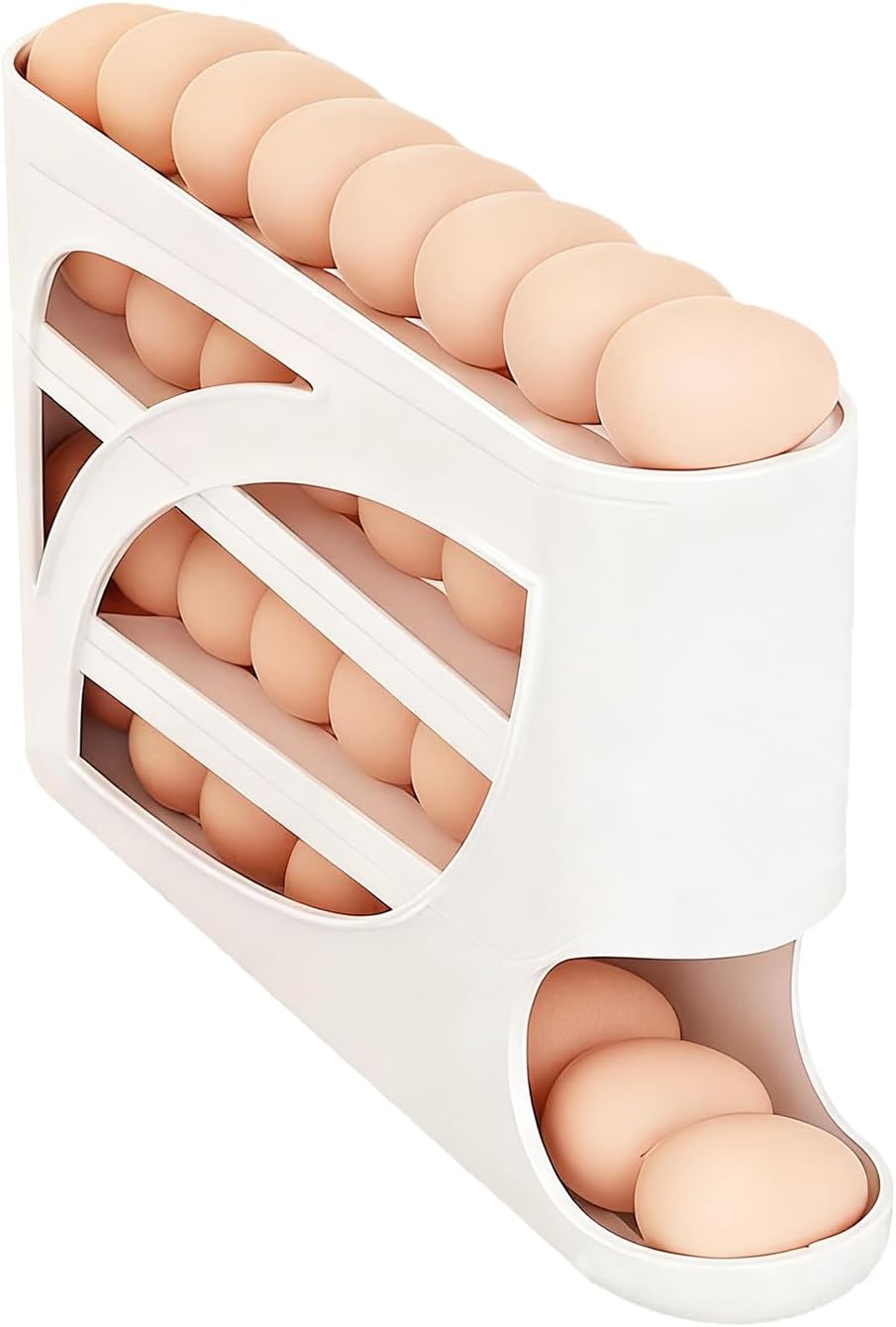 Egg Holder for Fridge, Auto Rolling Egg Roller/Dispenser/Organizer