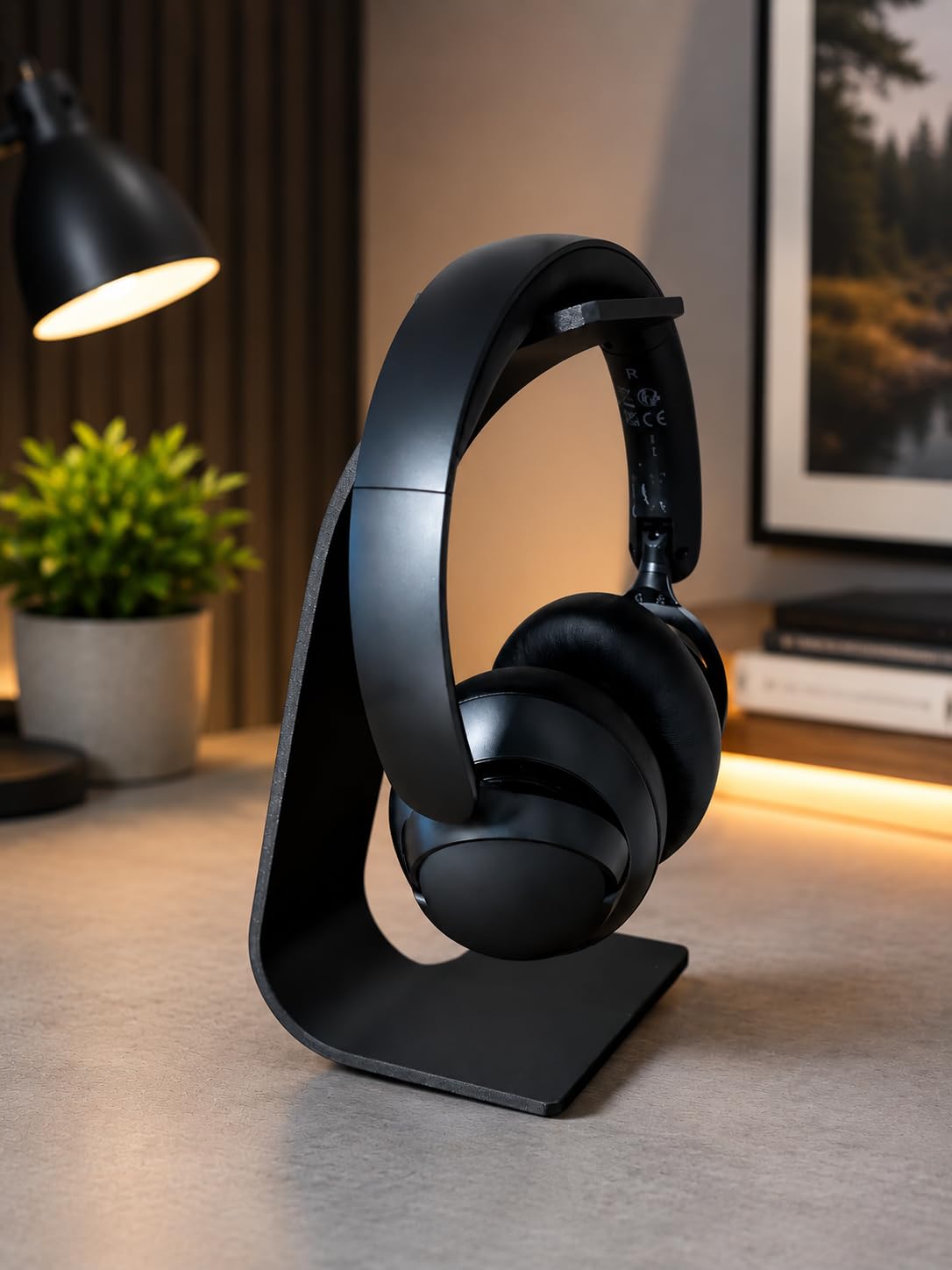 Headphone Stand for Desk Setup | Universal Holder for Gaming and Office Headsets | Premium Matte Black | L-Shaped-image-42