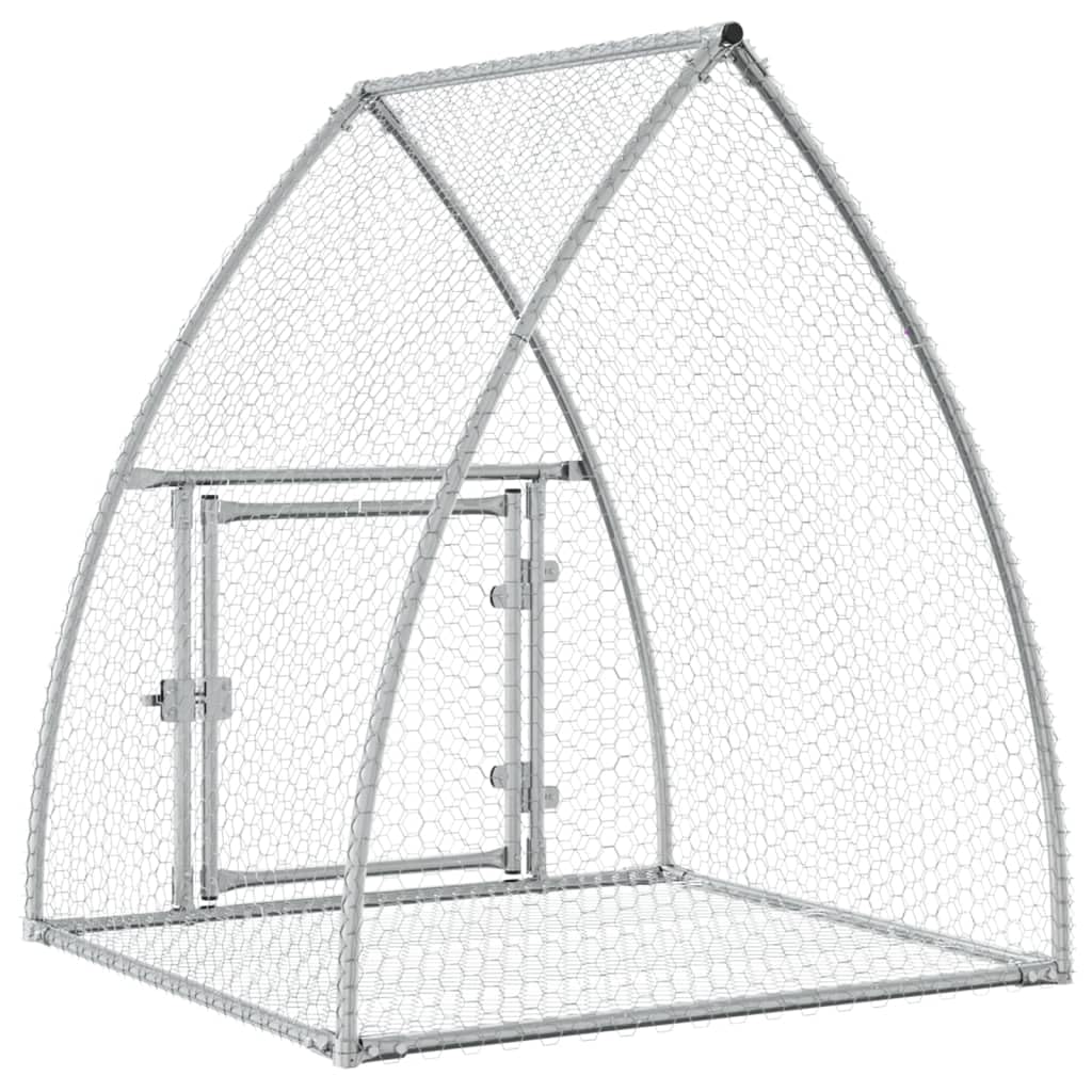 Conejera plateada de acero galvanizado, 105 x 100 x 120 cm, con puerta y cerradura, jaula para animales pequeños para conejos, casa de roedores, rueda libre y salida al aire libre para
