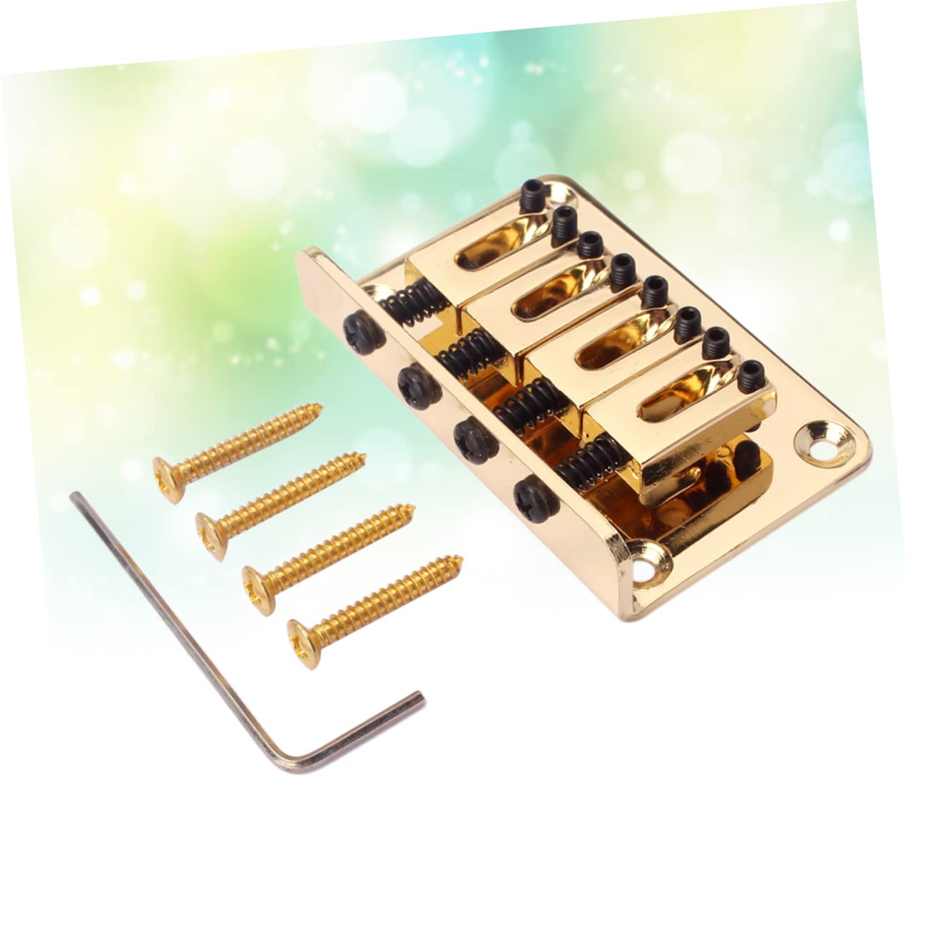 OFFSCH Guitar Bridges and Saddles Vintage Style 4 String Bass Bridge Solid Metal Construction Easy Installation