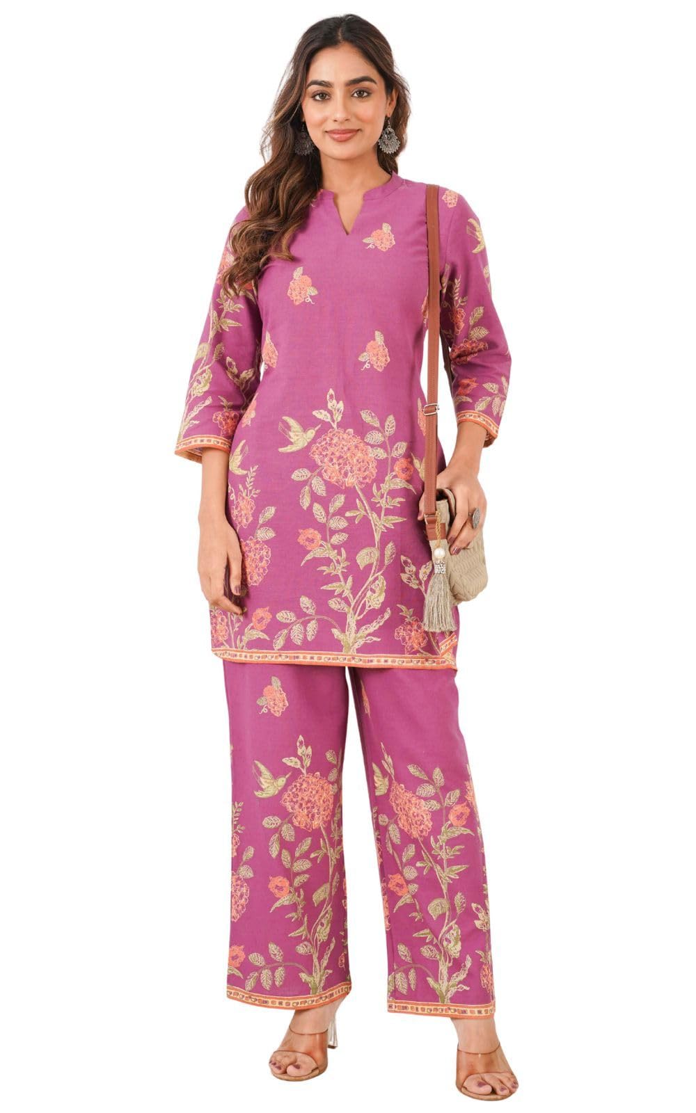 Soft Cotton Purple Placement Print Night Suit for Women-image-14