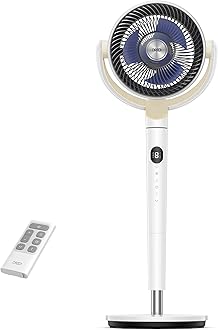 Dreo Standing Fan For Bedroom, 120°+120°Omni-directional Oscillating Fan, 85 ft Circulator With Remote, DC Motor Quiet Pedestal Room Fans, 8 Speeds, 3 Modes,8H Timer, PolyFan 502 White