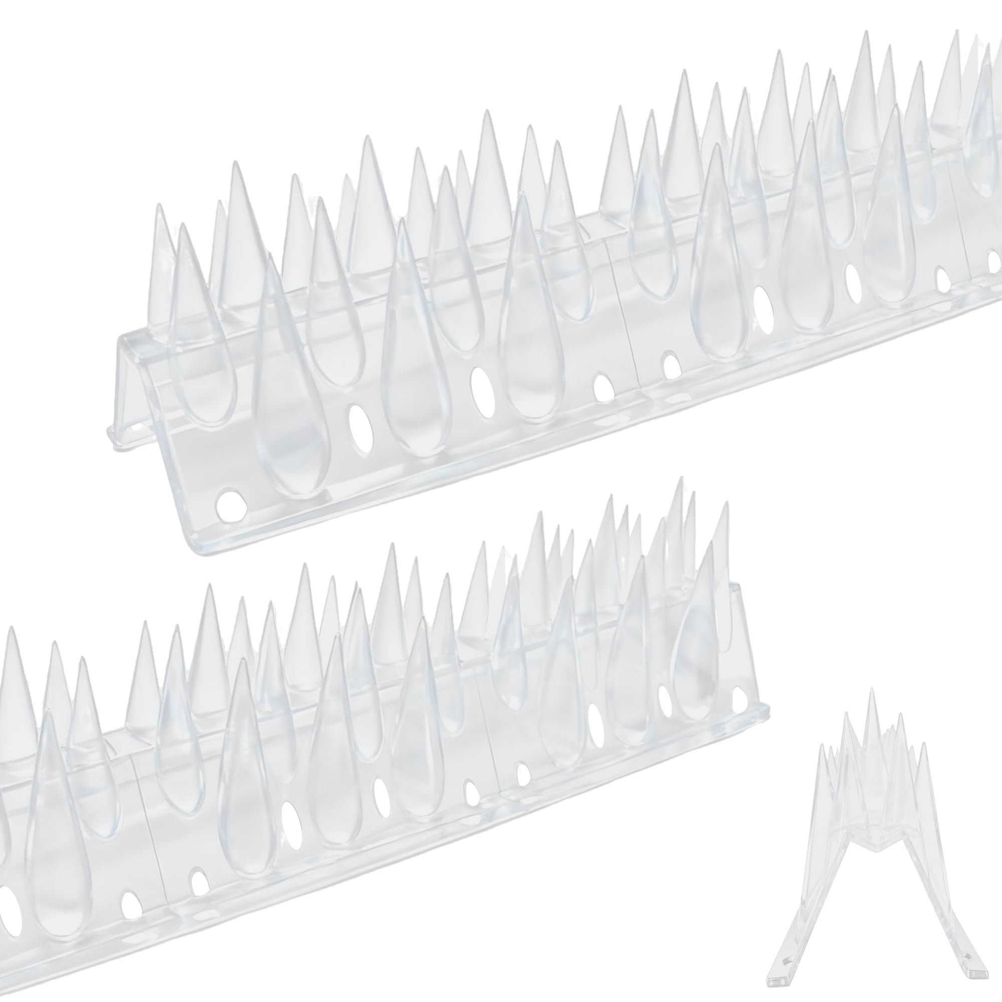 KOKMEYA Bird Spikes, Clear, 22 Pack, New Roof Overhang Spikes, Pigeon Spikes For Fence, Outdoor, Garden, Keep raccoon Seagull Away, Cat Fence Anti Climb, 23.6Feet