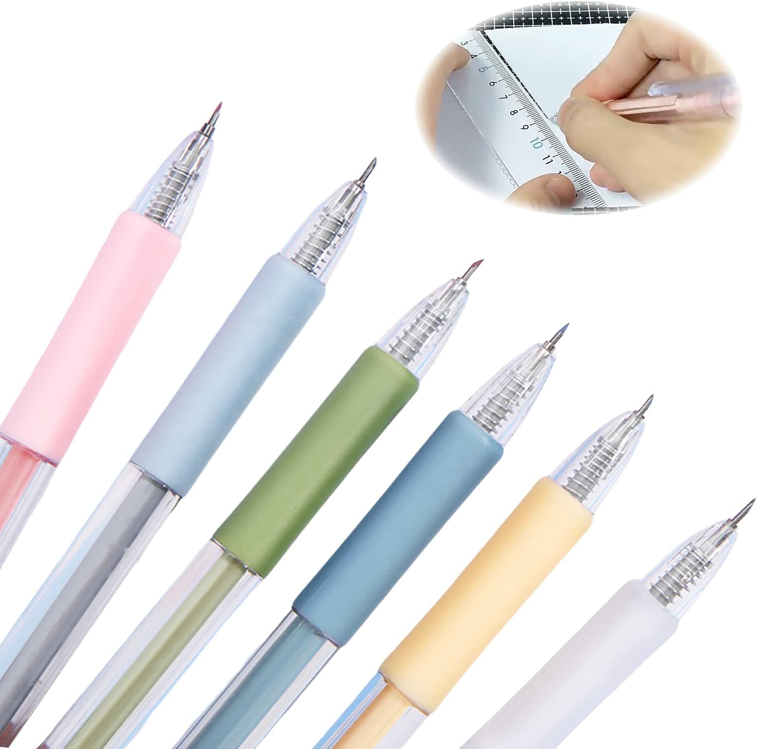 6 Pcs Arts and Craft Knife Cutter Retractable Craft Cutter Knife Automatic Pressing Precision Cutting Blade Pen Blade Set Paper-Cutting Craft Knife Pen, Sharp Craft Knife Set, Utility Knife DIY Pen