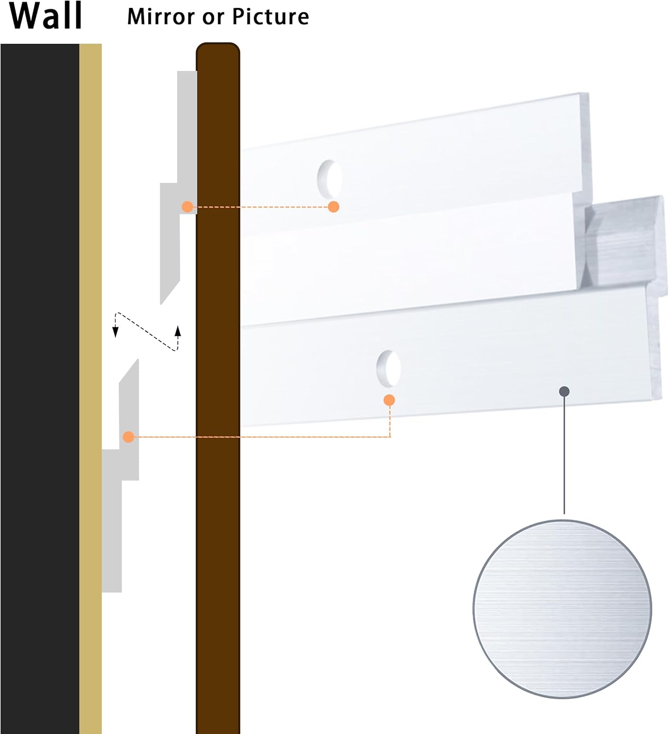 2'' French Cleat, French Cleat Hanger, Aluminum Z Clips for Hanging Pictures, Mirrors, Panels, Whiteboard, Shelf, Artwork ( Supports 30 lbs, 16 Pairs )