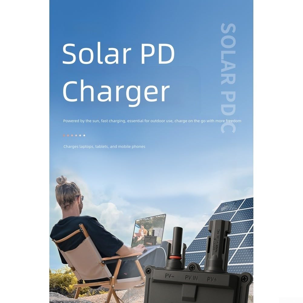 Chargeur solaire portable 65 W PD3.0 pour ordinateur portable et smartphone avec écran OLED