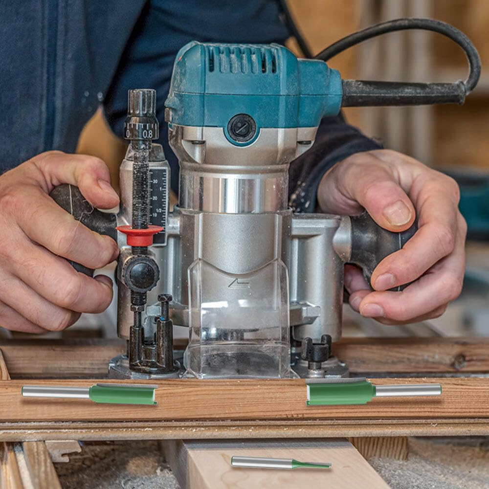 7 Pezzi Set Frese per Legno, Punte Fresa Verticale Diritti, Gambo da 6 mm, Gambo Fresa Set, Doppio Flauto Punte per Router, per Lavori Fai Da Te Falegnameria - Diametro di 3 4 5 6 8 10 12 mm
