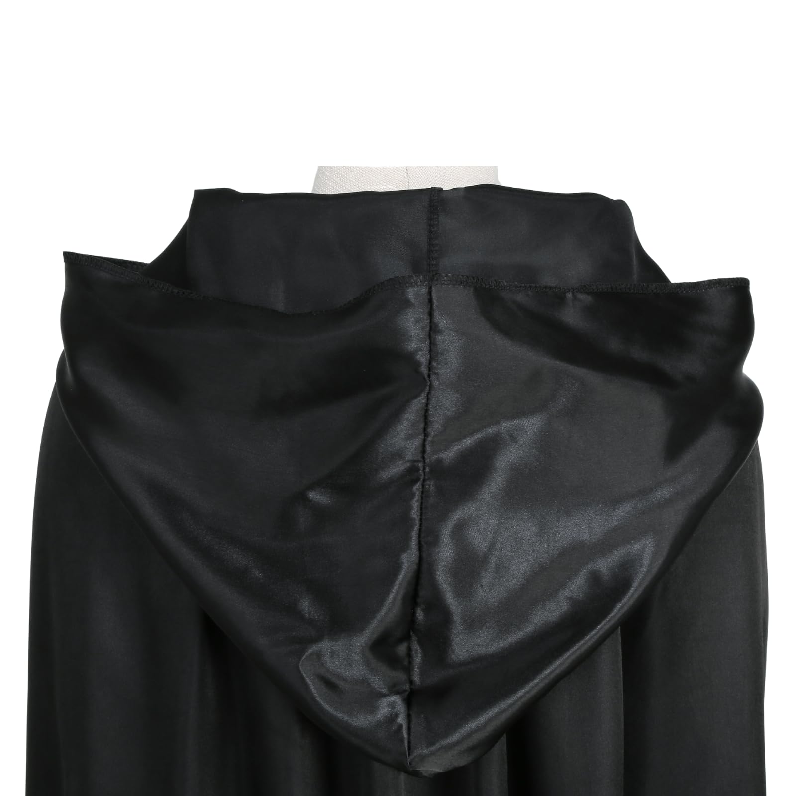 RRCBMD Adult Satin Cloak Long Unisex Hooded Black Cape 2PCS with Sickle Accessories Men Women Medieval Coat Halloween Christmas Coaplay Satin Costume 43.3Inch - Image 4