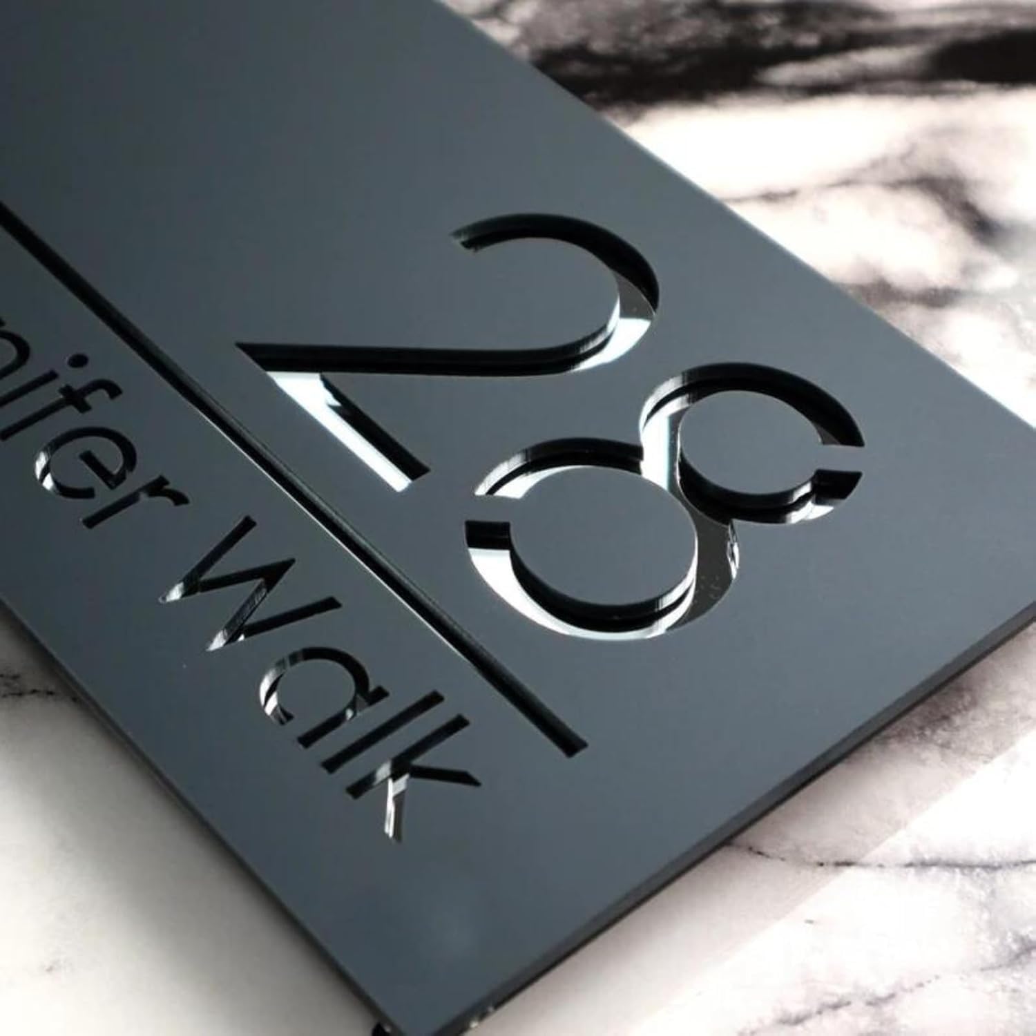 WeThinkeer Personalized Acrylic Name Plate For Home Entrance 3D Letters Door Name Plates Signage Home Office Outdoor Entrance 15x30 cm Stylish Durable (Black Silver)