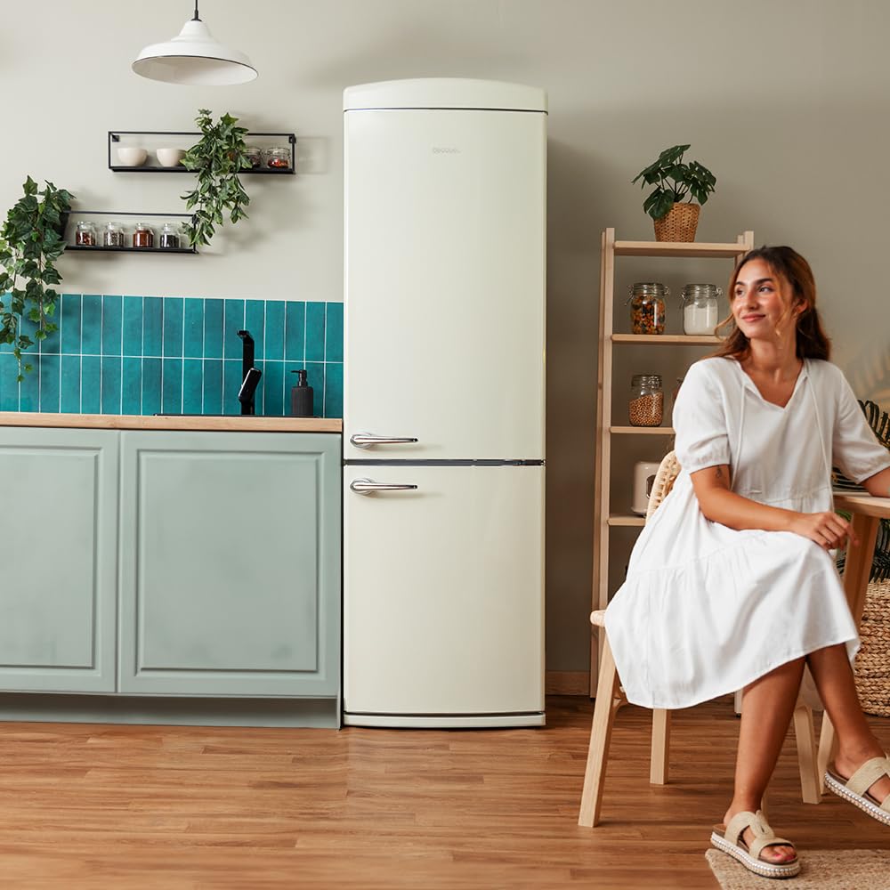 Cecotec Frigorífico Combi Retro Beige Bolero CoolMarket Combi Origin 294+ Beige E. Frigorífico combi 2 puertas, 294L, Total No Frost, Multi Cooling, Fast Freezing, clase E, acabado vintage resistente. — view 4