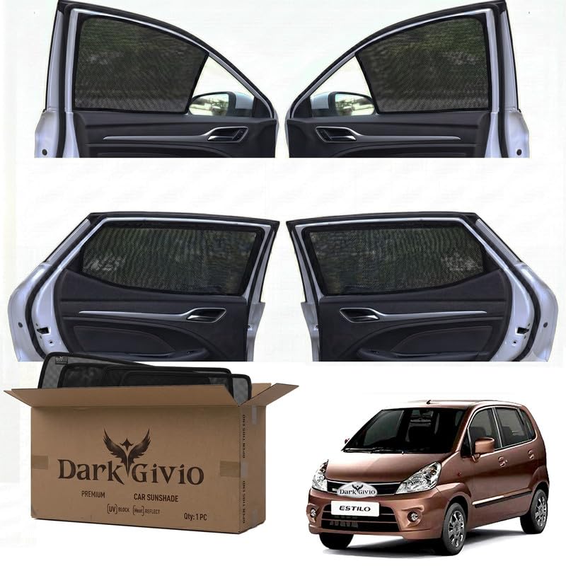 Image of Car Window Sun Shade Protector for Zen Estilo T 2 | Exact Fit Non-Magnetic Half Cut Sunshade (Set of 4 /6) | UV Blocker Side Window Car Curtains & Interior Accessory