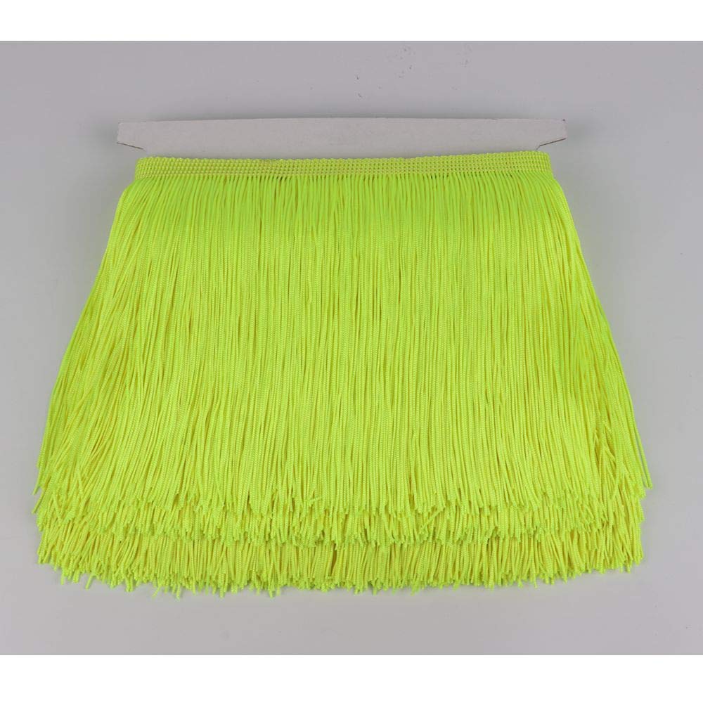 Heartwish268 Fringe Trim Lace Polyerter Fibre Tassel 6inch Wide 10 Yards Long for Clothes Accessories Latin Wedding Dress DIY Lamp Shade Decoration Black White Red(Fluorescent Yellow)