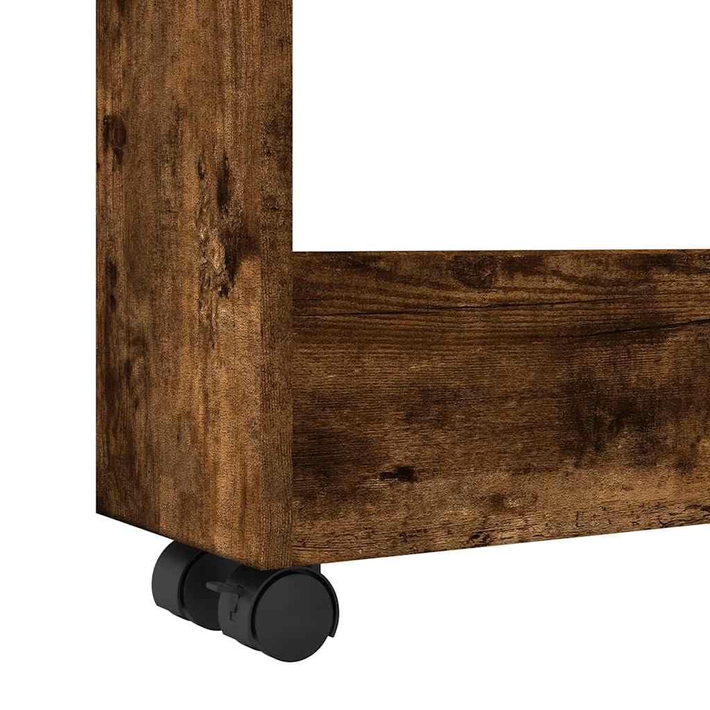 Carro de almacenamiento estrecho de 3 pisos, roble ahumado, material de madera con ruedas, carrito de cocina para cocina y comedor, carrito con ruedas para ahorrar espacio, con espacio de