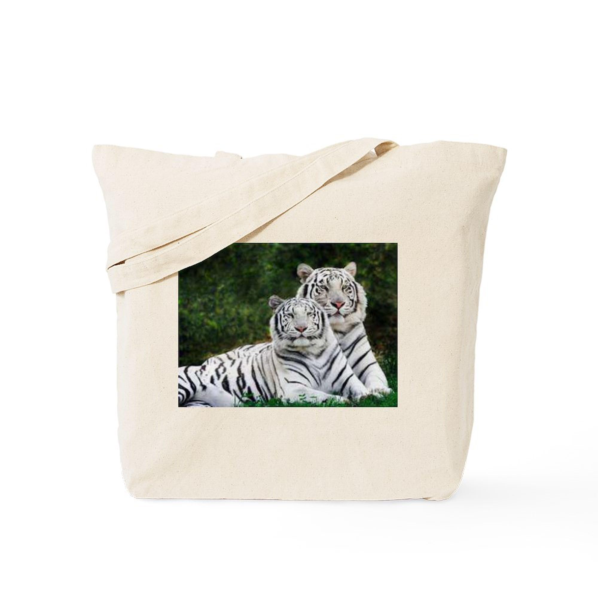 CafePress White Tigers Tote Bag Natural Canvas Tote Bag, Reusable Shopping Bag