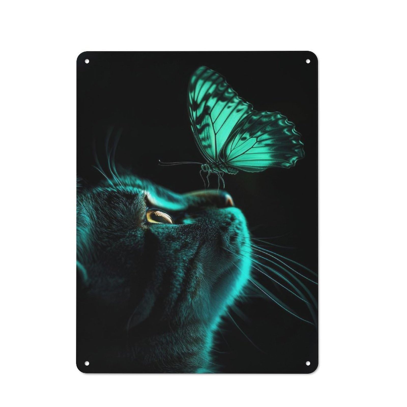 Junmoney Cat And Butterfly Metal Plaque 40X30cm With For Workshop Wall, Retro Decor, A New Home Gift For Collectors Of Metal Signs