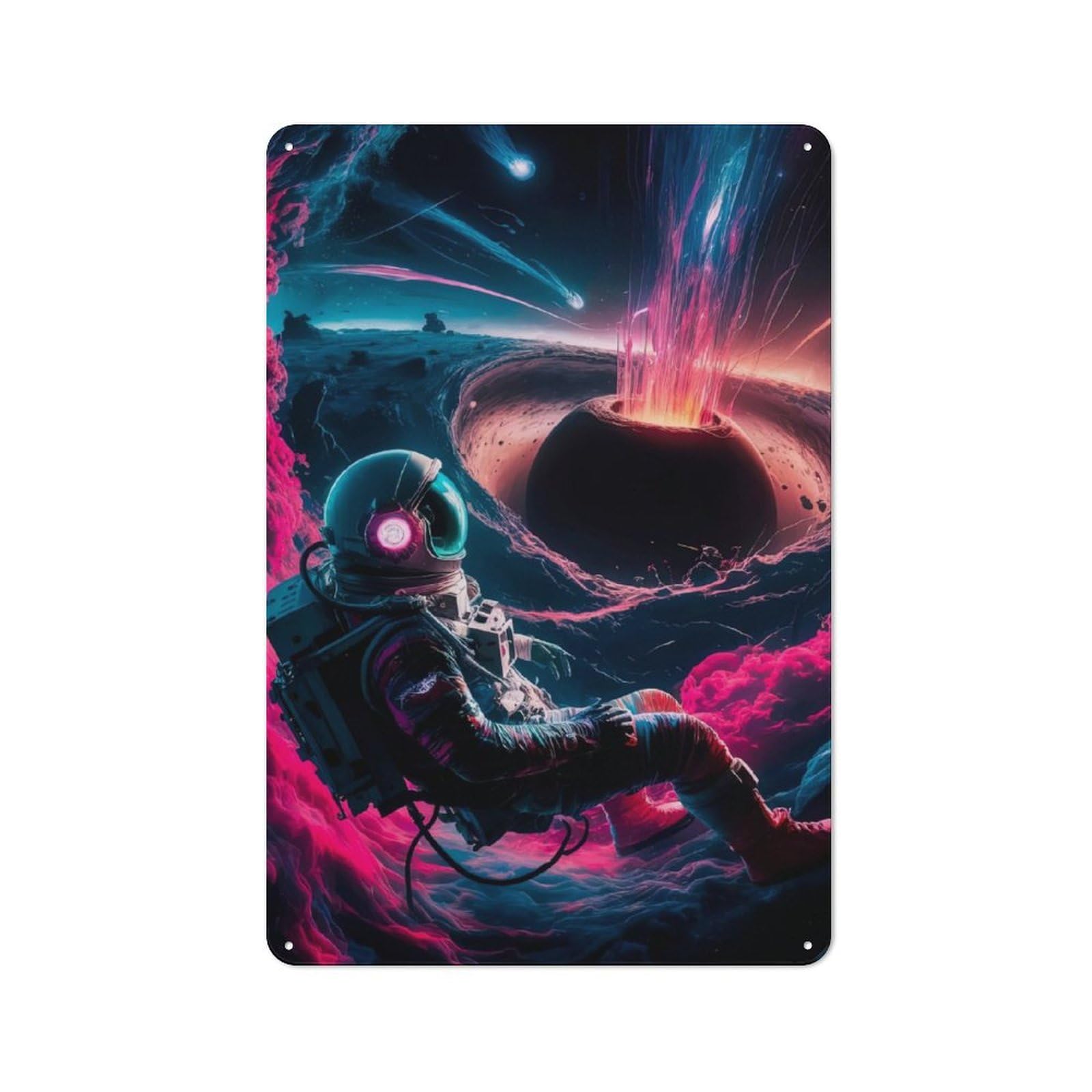 Junmoney Pink Destruction Tin Wall Plaque 30X20cm With For Man Cave Or Games Room, A New Home Present For Leisure-Room Decor Enthusiasts