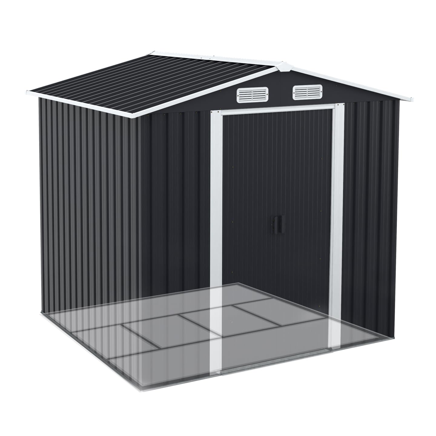 IDMarket - Abri de Jardin 3,7M² Gris en Acier galvanisé avec Base