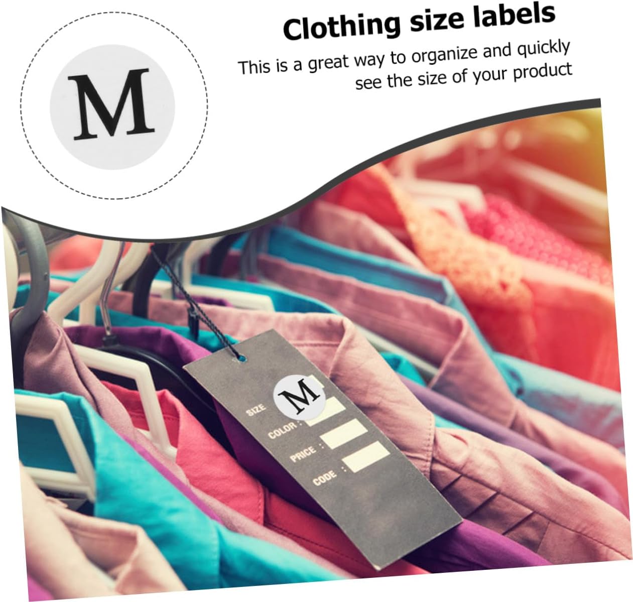 5pcs Clothing Size Labels Self-Adhesive Round Sticker Set Xs S M L XL for Apparel Retail and Inventory Management