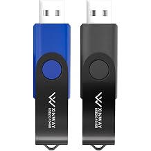 64GB USB 2.0 Flash Drives Thumb Drive Memory Stick Jump Drive Swivel Design, 2 Pack Tow Colors Black Blue