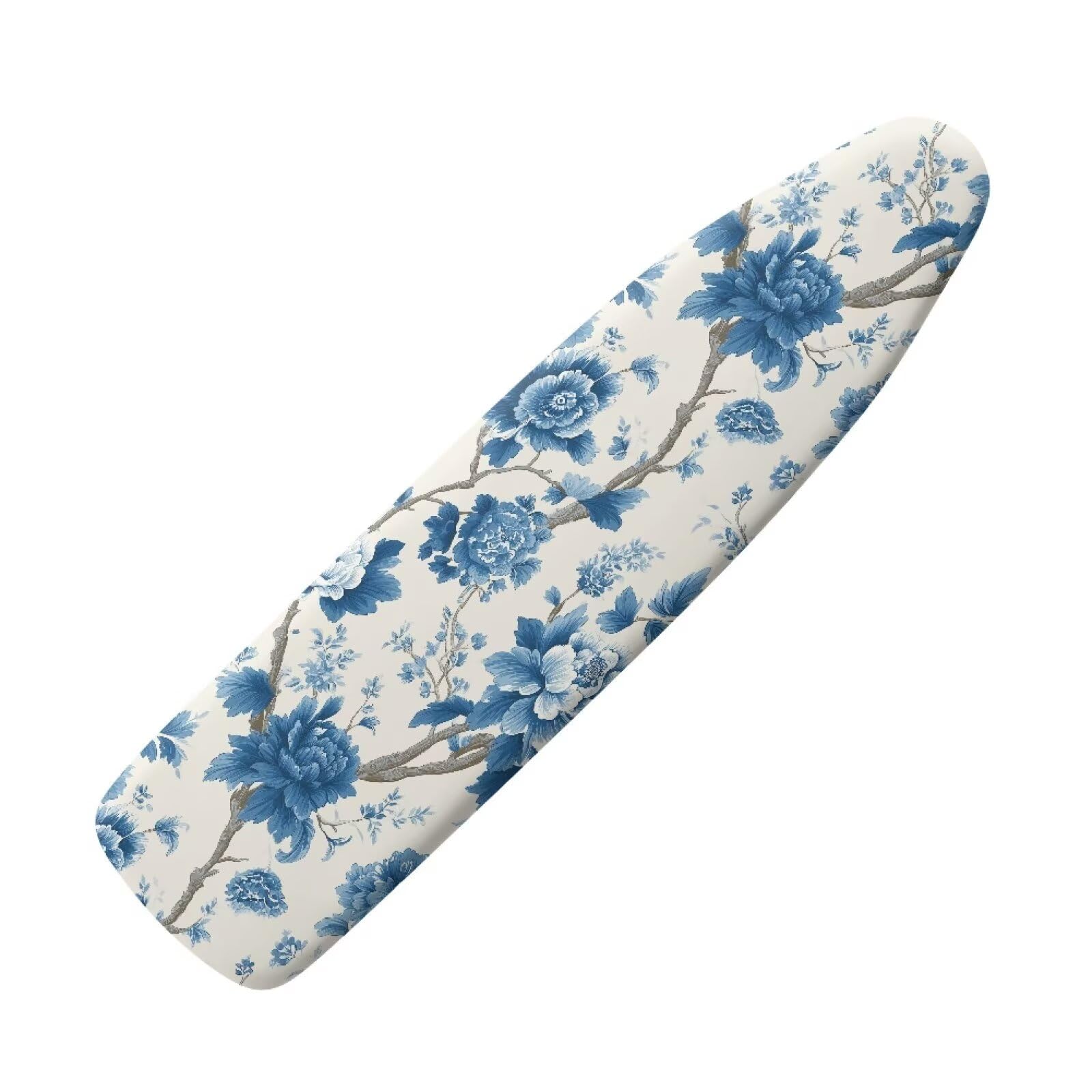 Drnuikhe Ironing Board Cover - Elastic Edges Nylon Buckle Straps Hook & Loop Fastener Strap,Easy to Install Scorch-Resistant Stain Resistant Standard Blue Peony Print