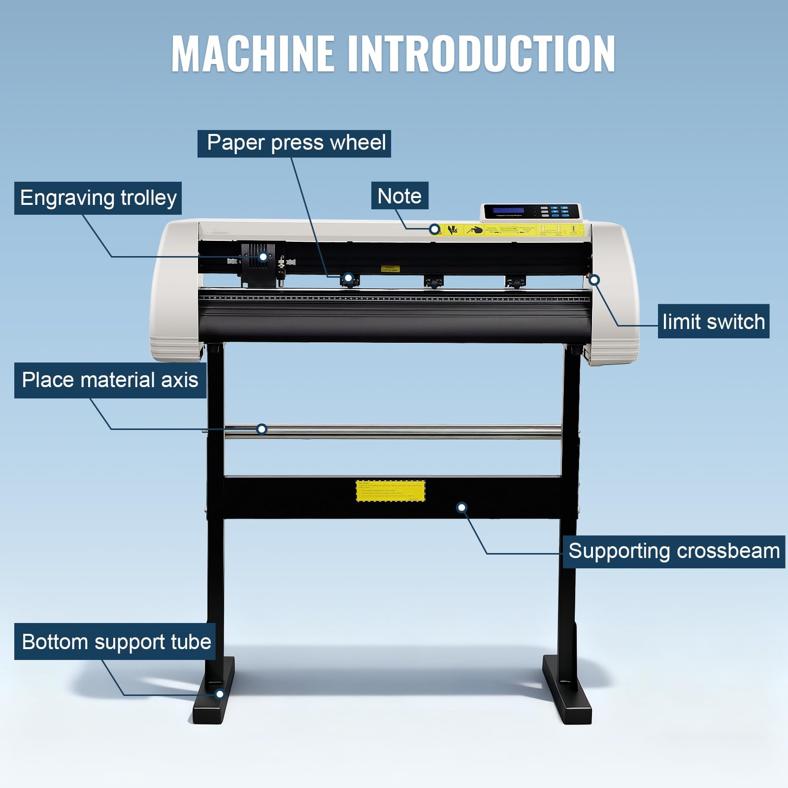 Plóter de Corte de Vinilo 980mm Máquina de Corte 256MB Cortadora de Vinilo Luz de Guía LED Sign Master Label Maker Máquina de Corte de Vinilo Equipado con Software e Interfaz USB