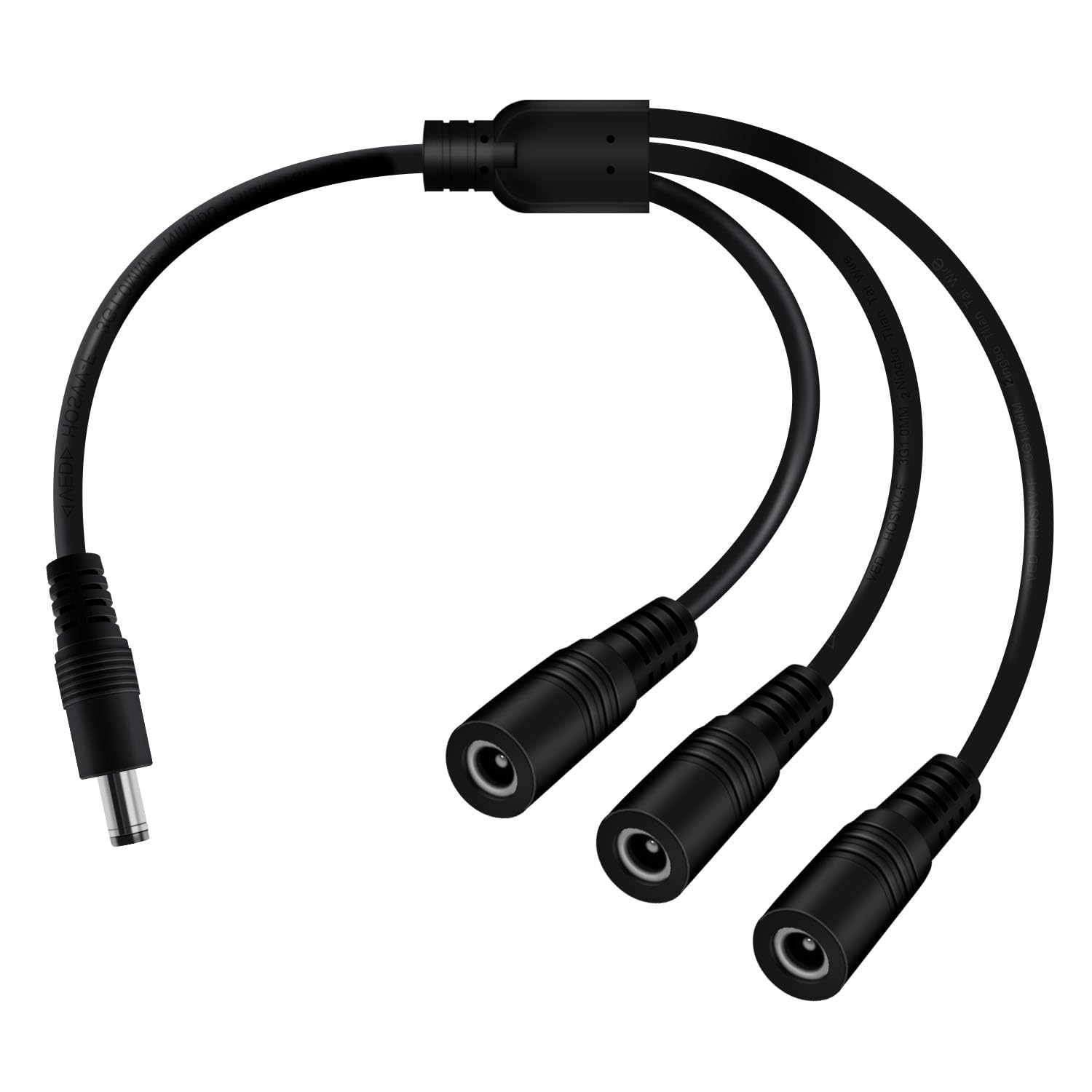 Rozgałęźnik Zasilania DC Typu Y Kabel, 5,5 x 2,1mm,1 Wtyk Męski do 3 Wtyków żeńskich,Przeznaczony do Urządzeń Monitorujących,Routerów,Laptopów itp. (1 Męskie na 3 żeńskie, 70 CM)