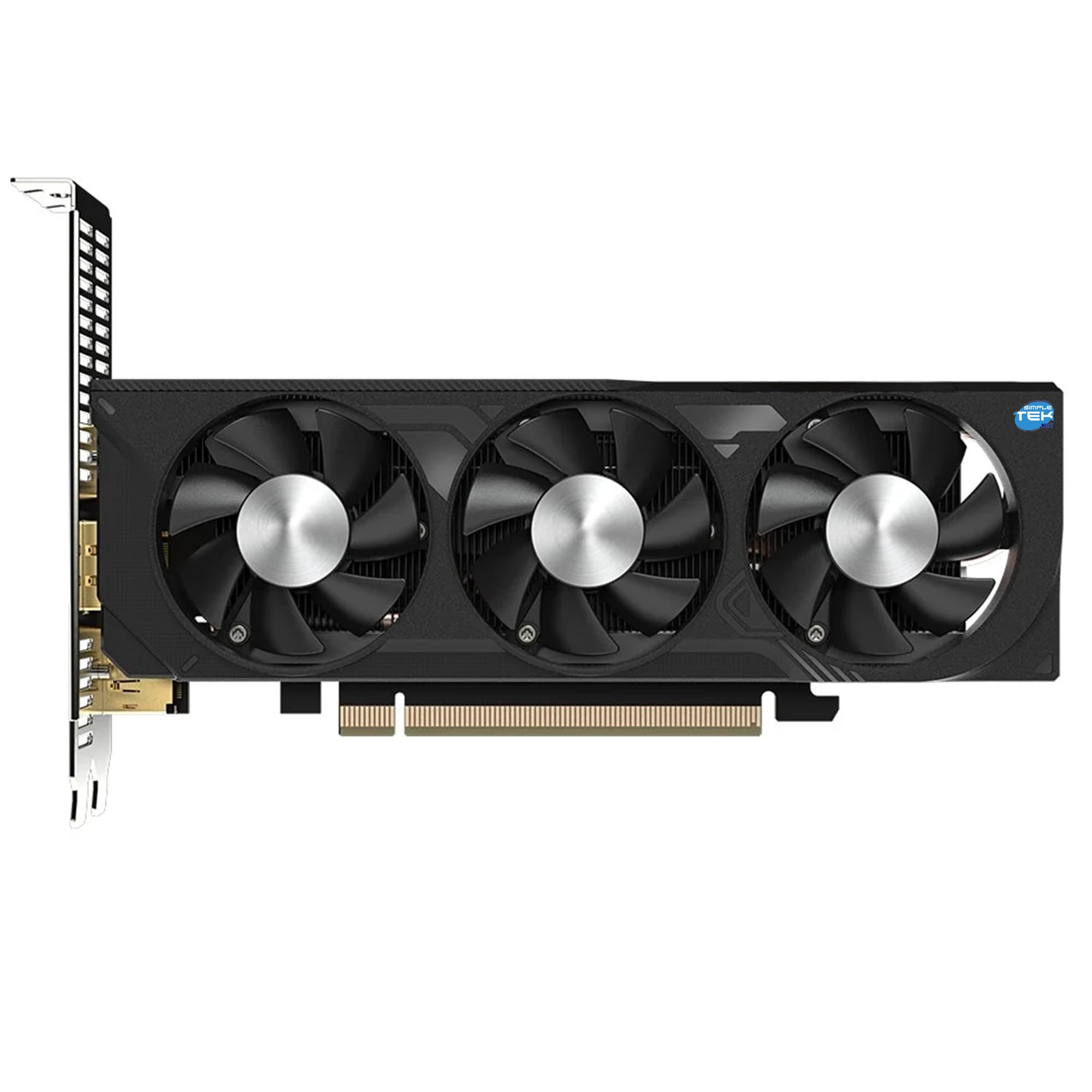 SIMPLETEK - Tarjeta gráfica compacta de 8 GB GDDR6 para juegos y estaciones de trabajo, 3 ventiladores, 2 x DisplayPort 1.4a, 2 x HDMI 2.1a, interfaz PCIe 4.0 x8, diseño de perfil reducido