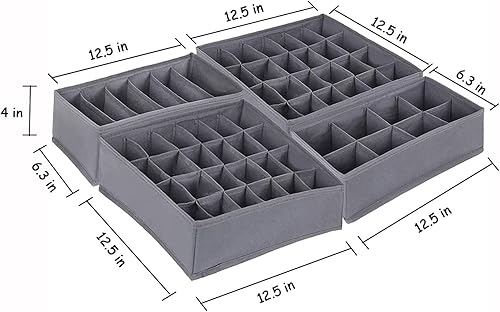 Miniatura 6 de Paquete de 4 divisores organizadores de ropa interior para calcetines, organizador de cajones plegables para armario, caja organizadora de