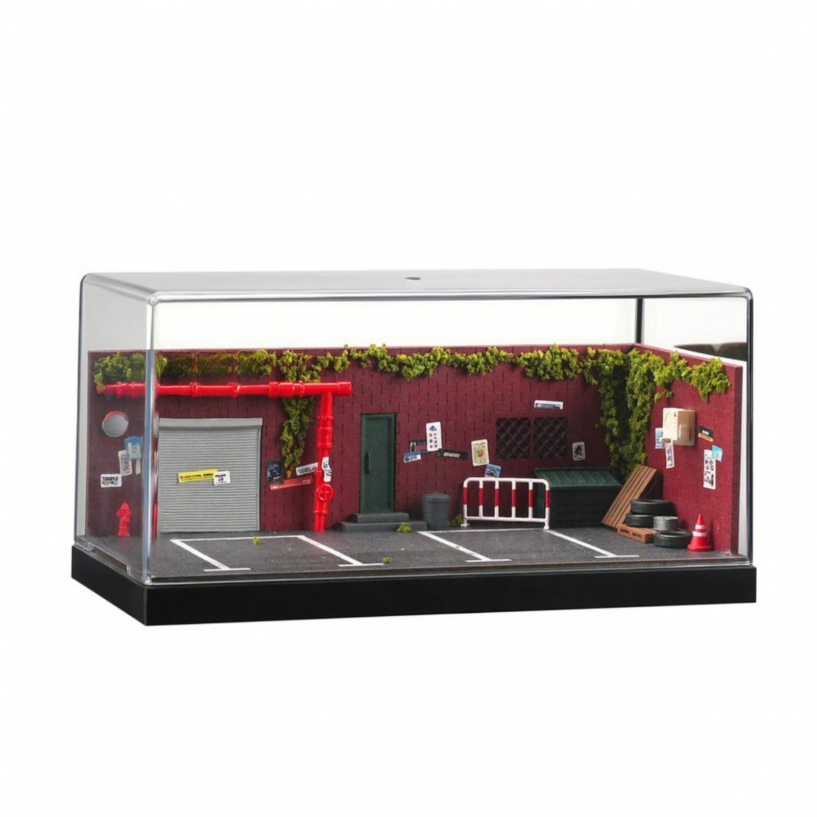 kowaku Modello 1:64 di Magazzino Storico Compatto Parcheggio 1:64 Resistente Espositore con Copertura in Acrilico per Collezionisti, Scrivania