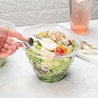 Vista 5 de Restaurantware Solo tapas: tapas Thermo Tek para ensaladeras desechables de 24 – 32 – 48 onzas, 50 tapas redondas para cuencos de delicatessen – Los