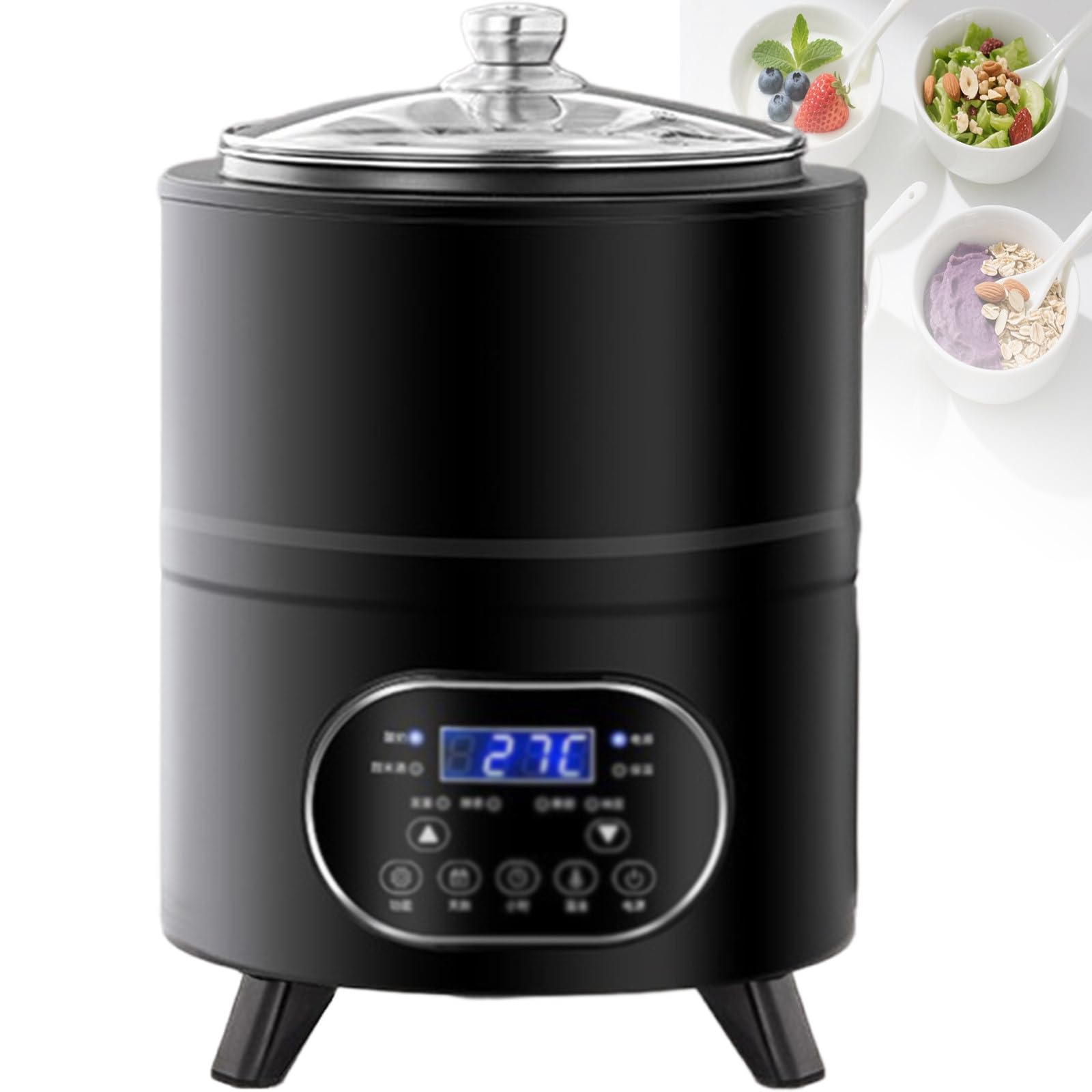 Sjyclaviger Smart 360° Constant Temperature Yogurt Machine,Automatic Fermentation Machine, Automatic Time & Temperature Adjustment, for Yogurt, Cheese, Natto Black-8L