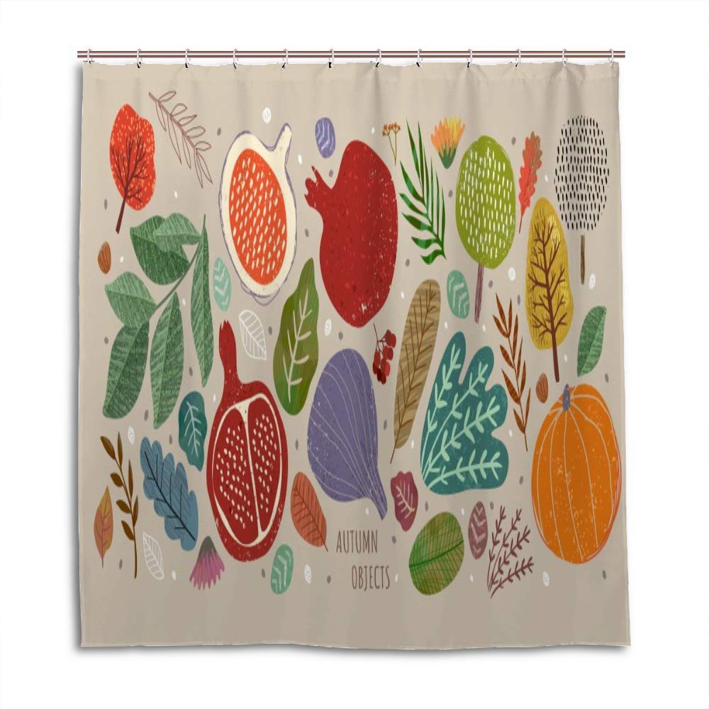 Rideau de douche imperméable fruits d'automne 168x183cm avec crochets décoratifs