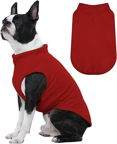 Miniatura 19 de FUAMEY Chaleco de forro polar para perros pequeños, sudaderas cálidas y elásticas para perros con agujero para correa, suéter suave de cuello alto