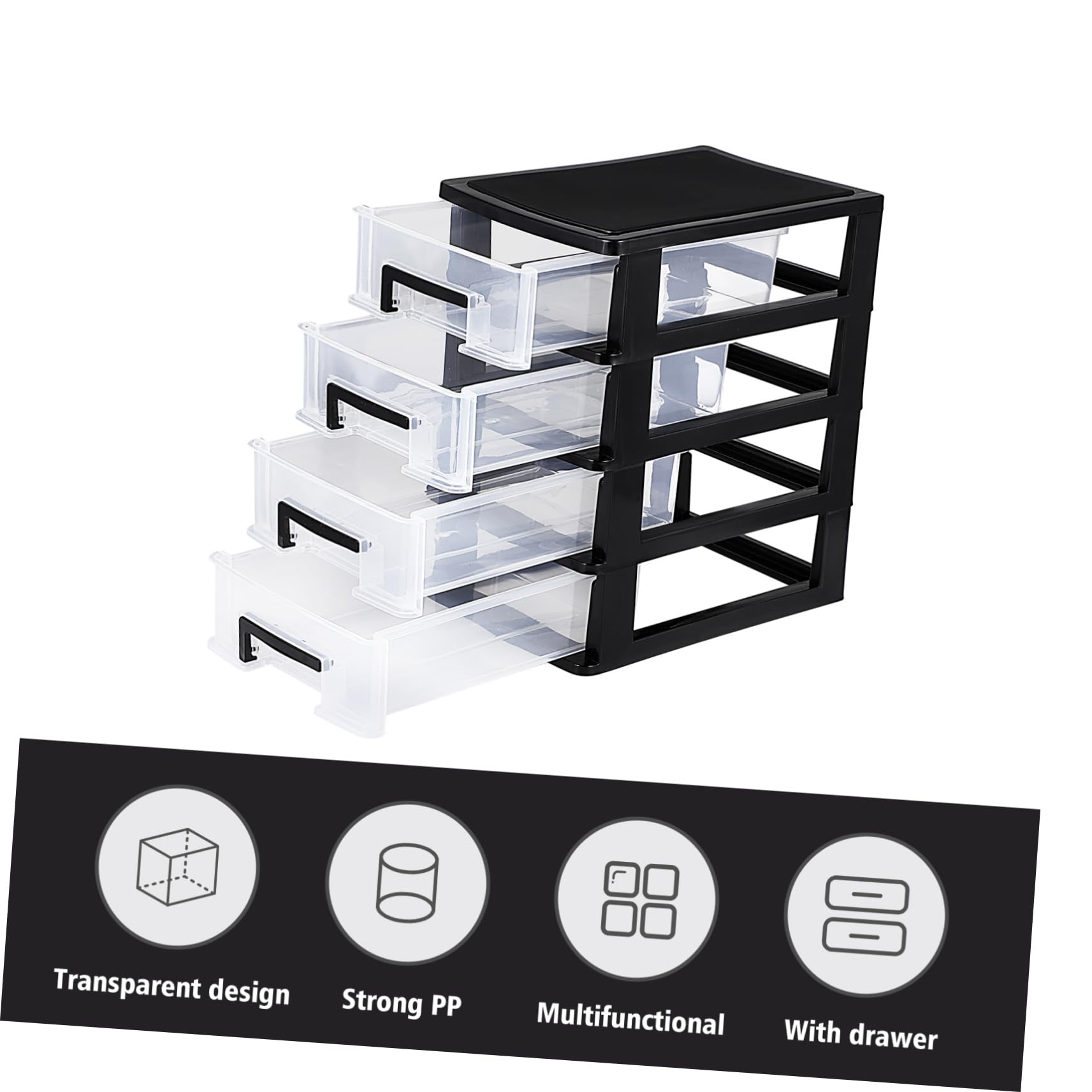 SEWACC Cassetti in plastica a 4 strati, organizer da scrivania con cassetti, cassetti trasparenti, forniture per ufficio, cancelleria per la casa, gioielli e cosmetici
