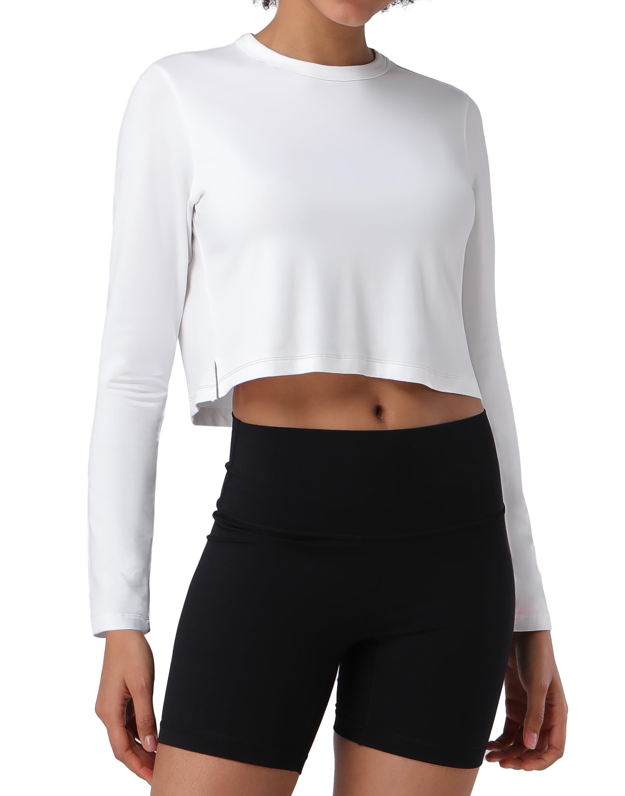Pioneer Camp Top corto a maniche lunghe da donna per allenamento in viscosa di bambù camicie allentate t-shirt atletica palestra yoga corsa