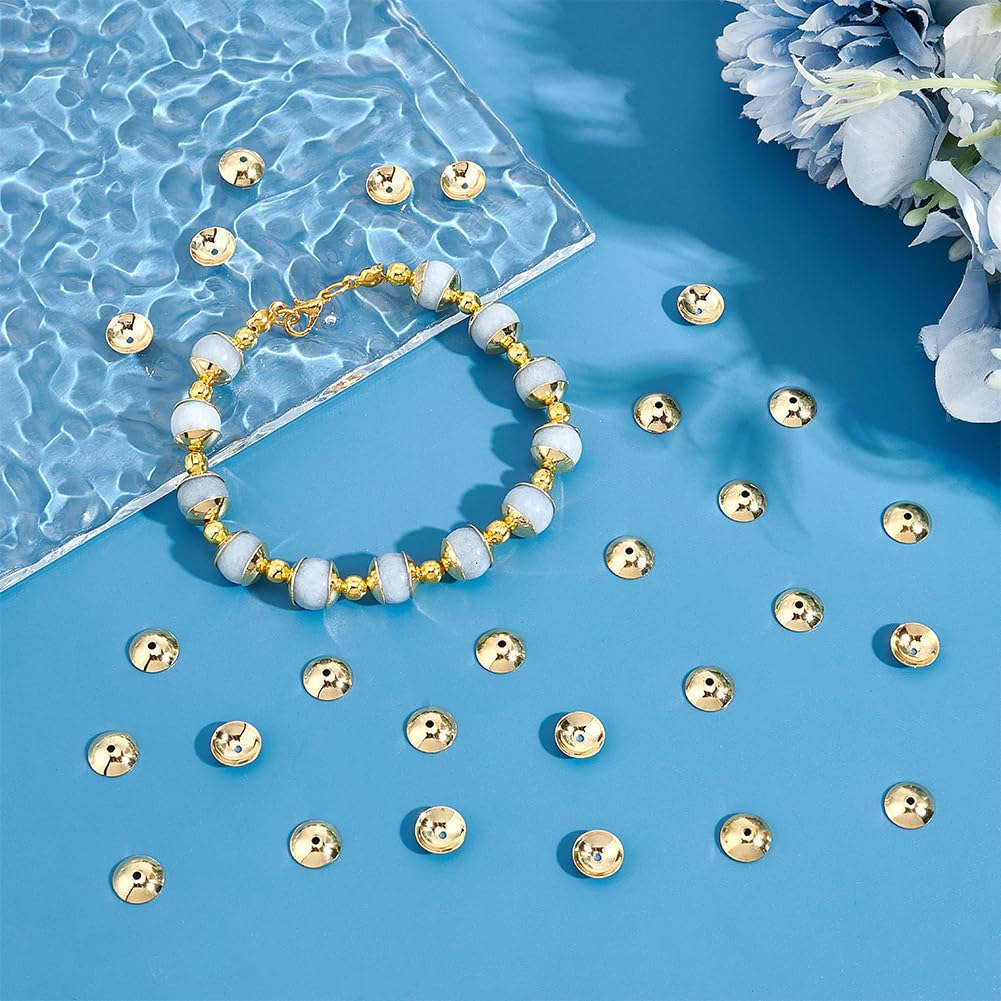 UNICRAFTALE About 100Pcs 18K Gold Plated Round Bead Caps Stainless Steel Bead Caps Apetalous Bead Caps Metal End Caps Spacer Cap Beads for Earring Bracelet Necklace Crafts Making 1mm Hole