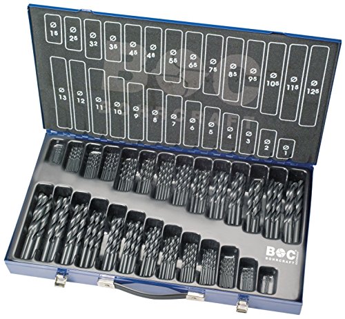 Bohrcraft 11001420220 HSS DIN 338 rollg. Typ N in Metallkoffer 220-tlg. 1,0-13,0 x 0,5 STG.+3,3+4,2 mm / M220