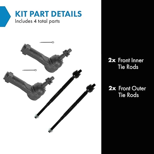 Miniatura 883 de TRQ Juego de varillas de acoplamiento delanteras interiores y exteriores, 4 piezas, compatibles con Chevrolet Cruze 2016-2019 de 16-19 voltios