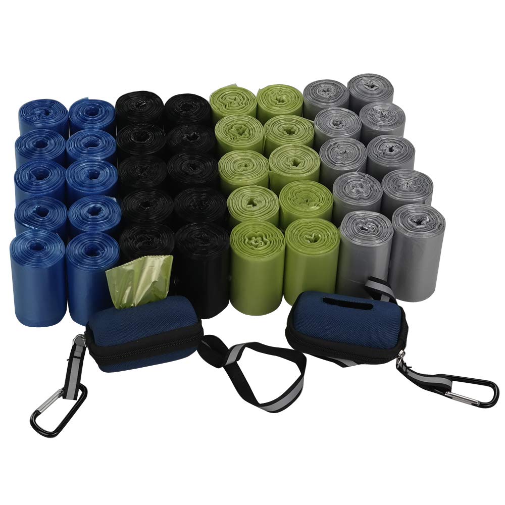Obston 1400 - Bolsas de basura para perros con 2 dispensadores gratis, bolsas de excrementos de colores