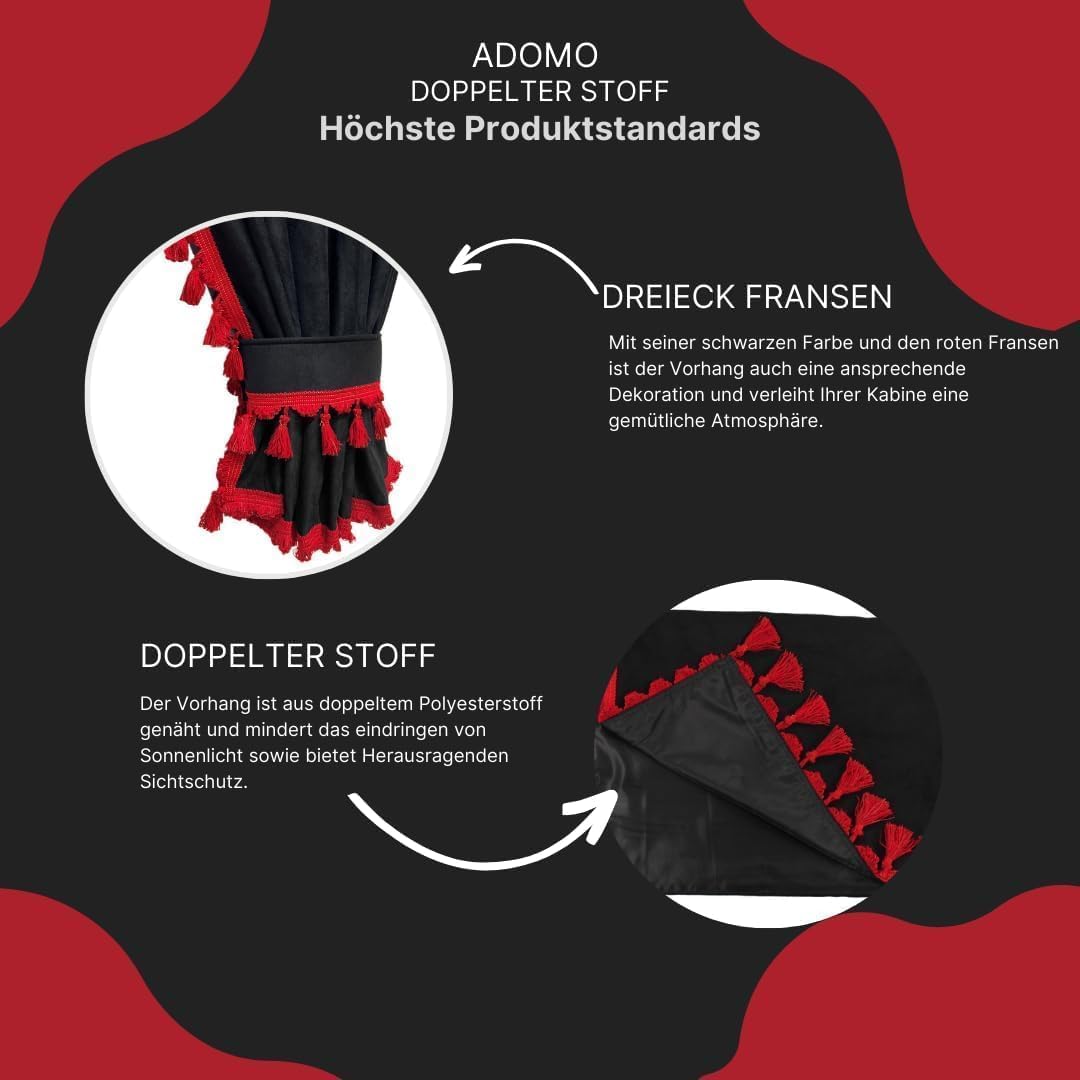 LKW Gardinen für DAF XG DAF XG+, schwarz-rot