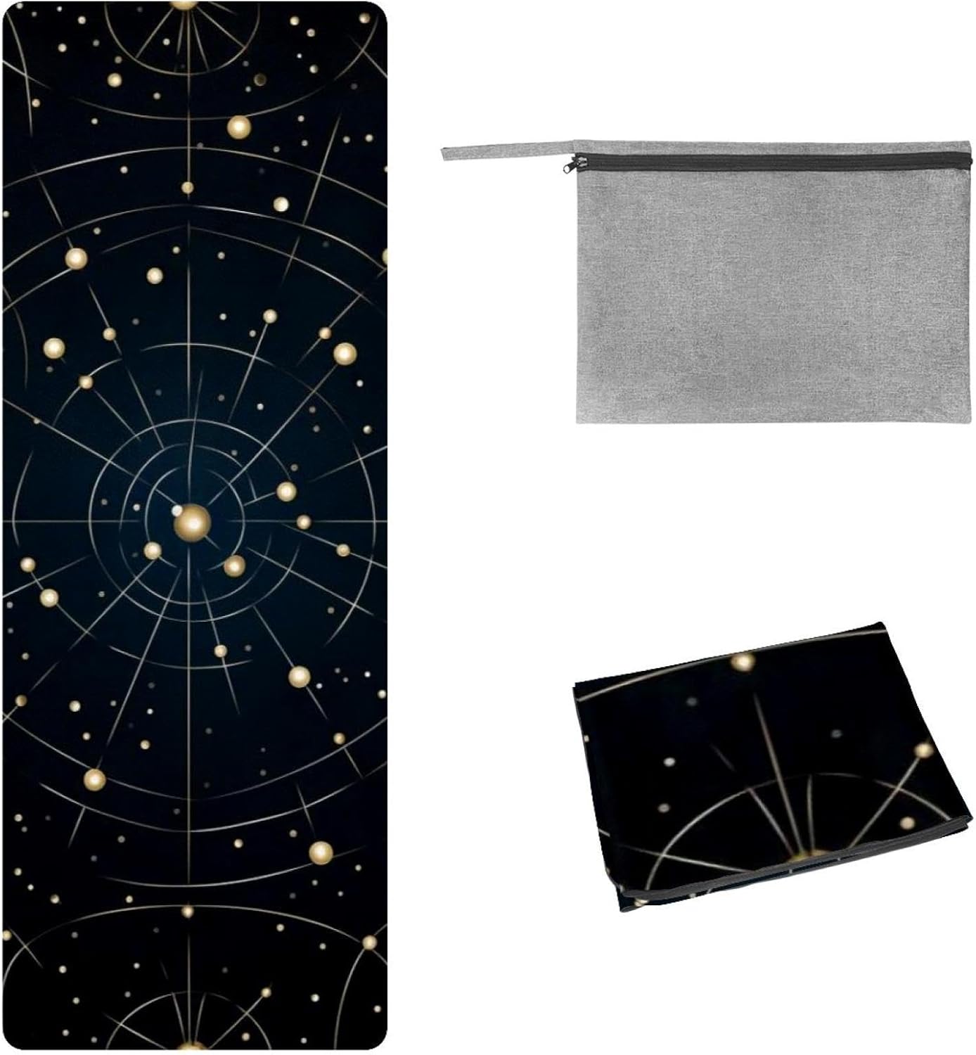 Yoga Towel, Constellations Zodiac Galaxy Pattern Non Slip Sweat Absorbent Hot Yoga Mat Towel for Hot Yoga, Pilates and Fitness - 72.8" x 26.8"
