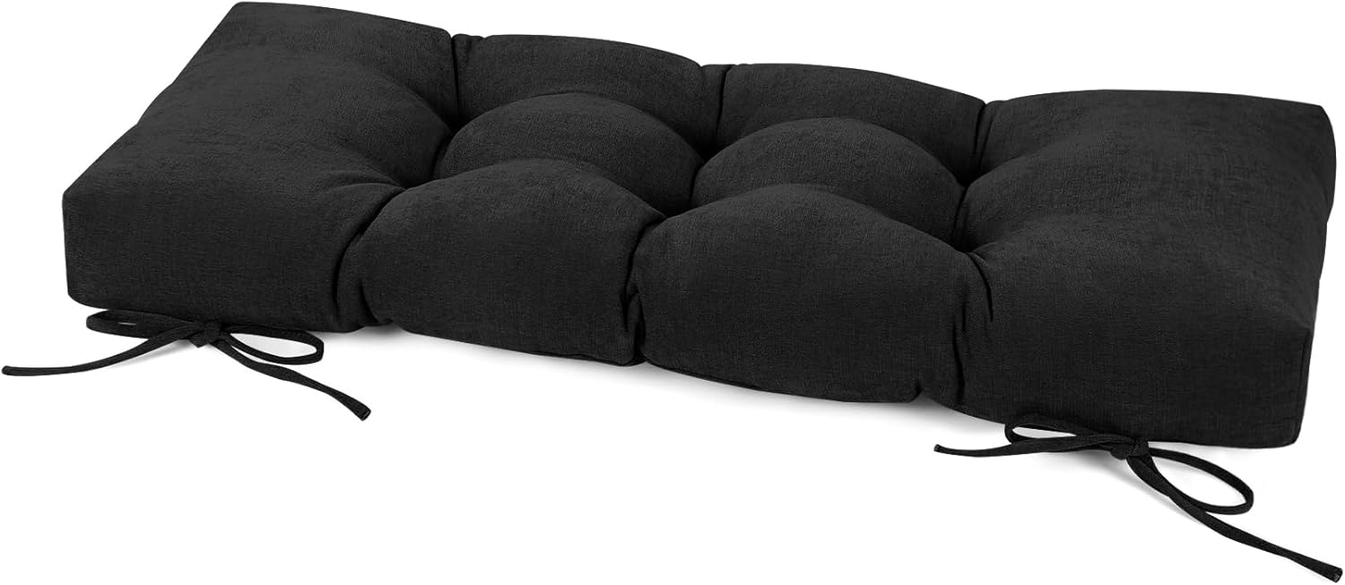 tufted bench cushions for indoor furniture,thicken high density patio furniture cushions,non-slip standard size rectangle seat pad with ties,1 pack(black, 36 * 14 * 4) black 36*14*4