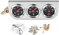 Vista 1 de Juego de medidor triple de 2" 52mm con panel cromado para coche, mide presión de aceite, temperatura del agua en Fahrenheit y amperimetría, kit