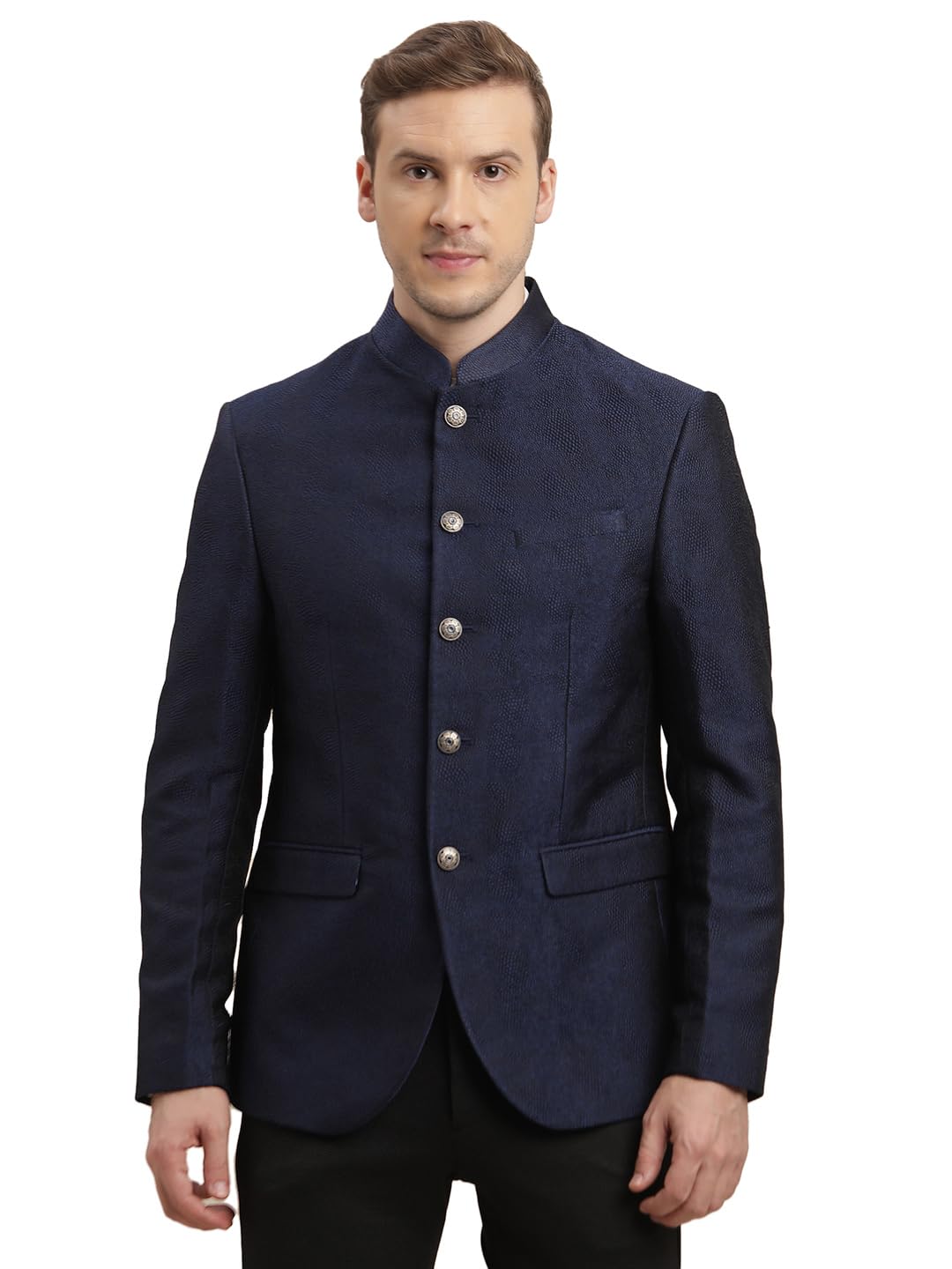 turtle Men Terry Rayon Regular Fit Blue Jacquard Print Blazer-picture-19