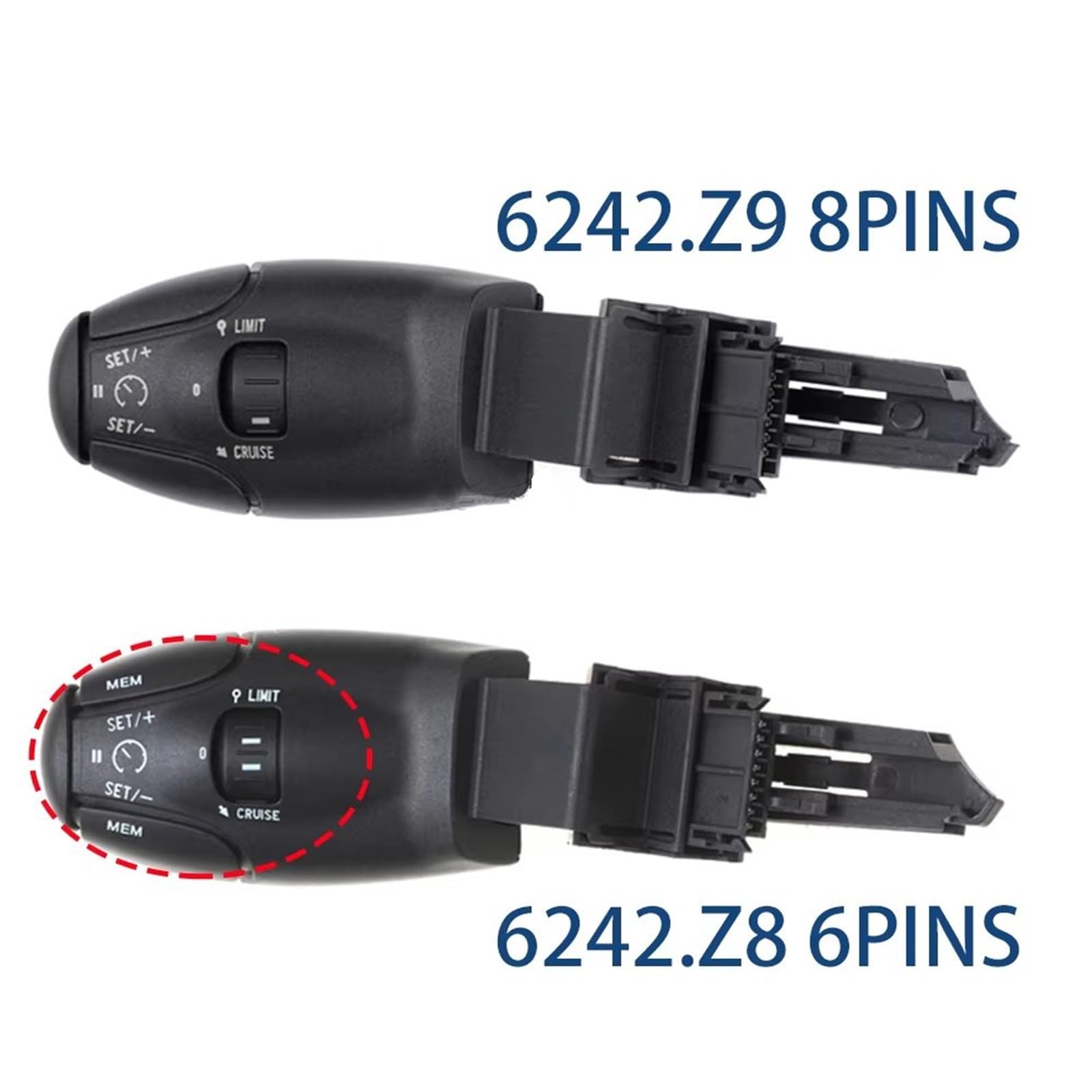 Boutons Commande Volant Multifonction Commande De Régulateur Vitesse avec Limiteur pour Peugeot 307 308 408 206 207 301 3008 pour Citroen 6242Z9 6242Z8