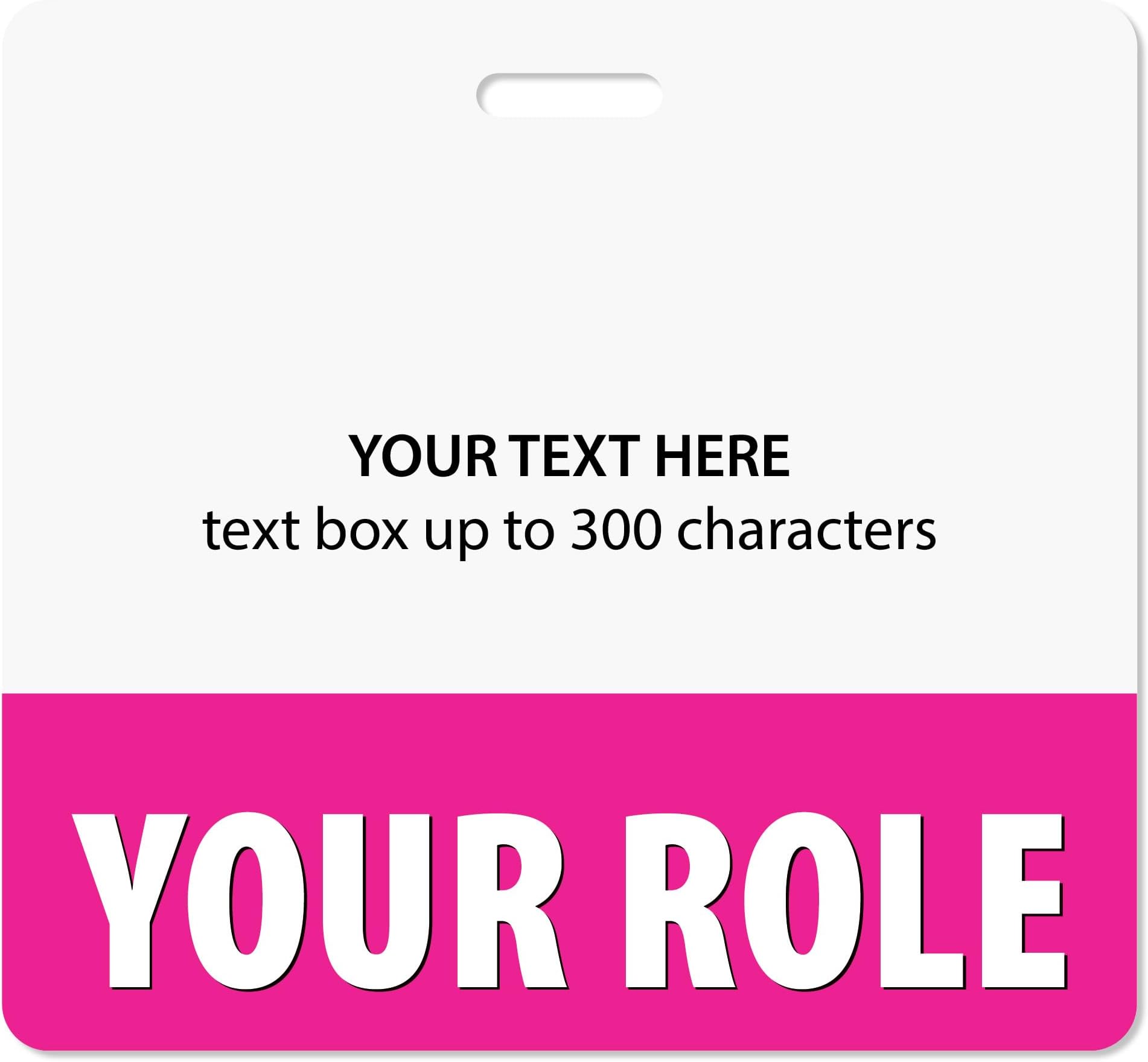 Custom Bright Pink Badge Buddy (Horizontal) - Double Sided Backer Card - Durable and Water Resistant Great for Security, Trade Show, Visitor, Work Badge