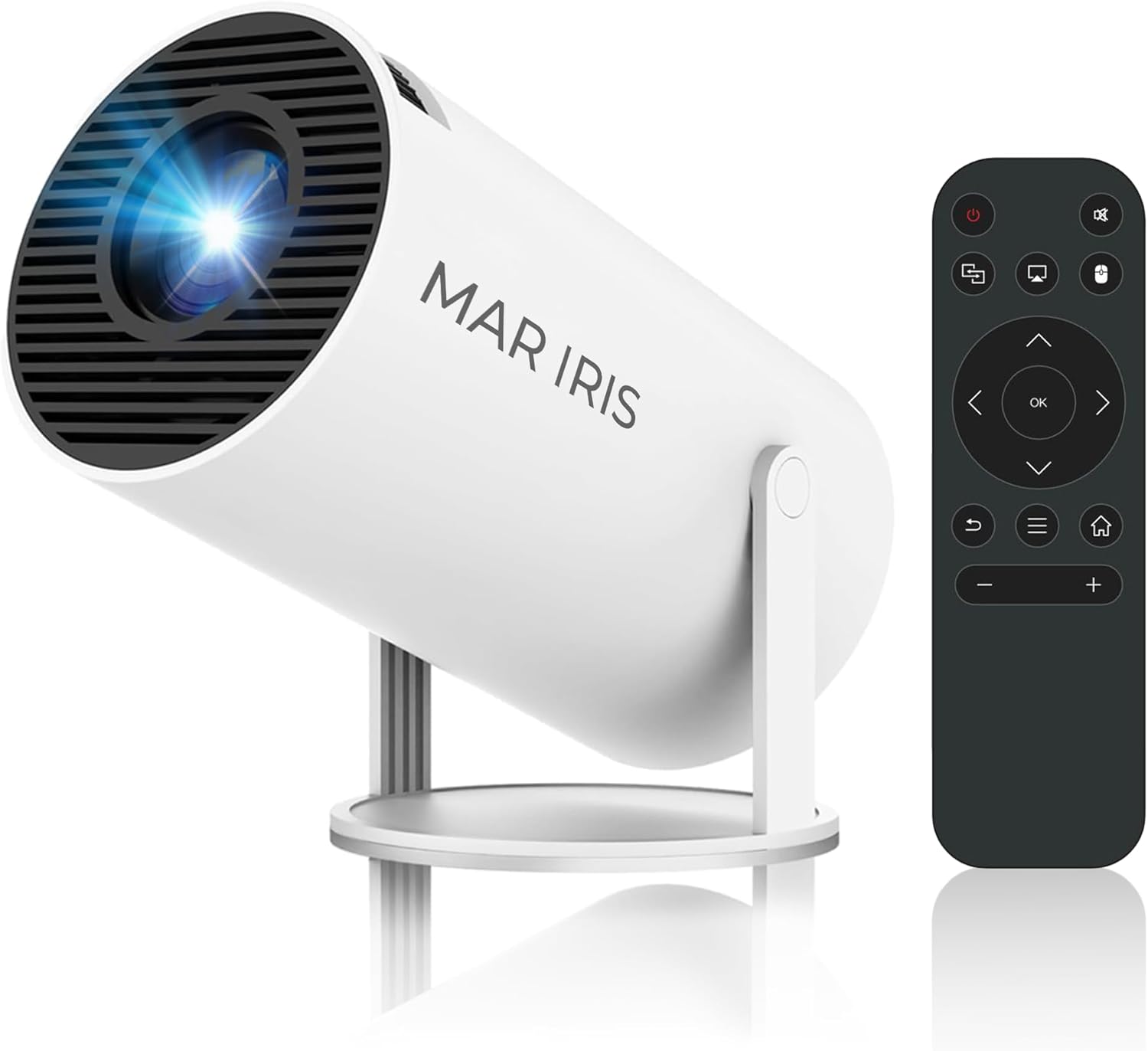 Portable Projector with Wifi6 and Bluetooth 5.0 ,180°Rotatable, Home Smart Projector for Phone, PC, HDMI, USB, Laptop，Mini Projector Support 4K